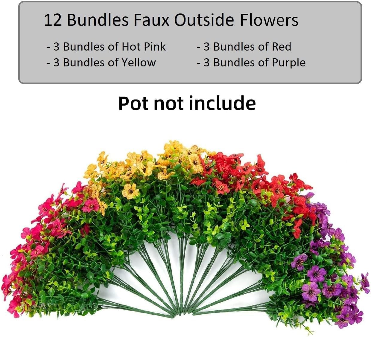 Thumbnail 1 de HyeFlora 12-Pack Daisy Artificial Flowers with Eucalyptus Leaves for Outdoor and Indoor Decor