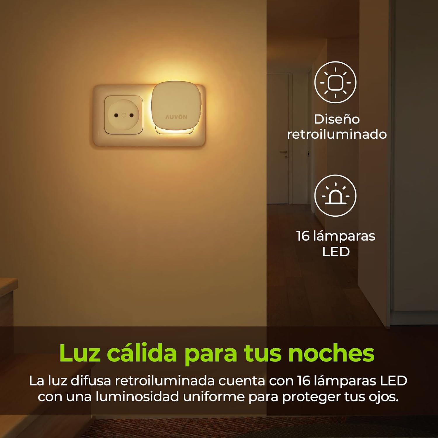 Detalle de AUVON luz nocturna infantil enchufe, 2 uds