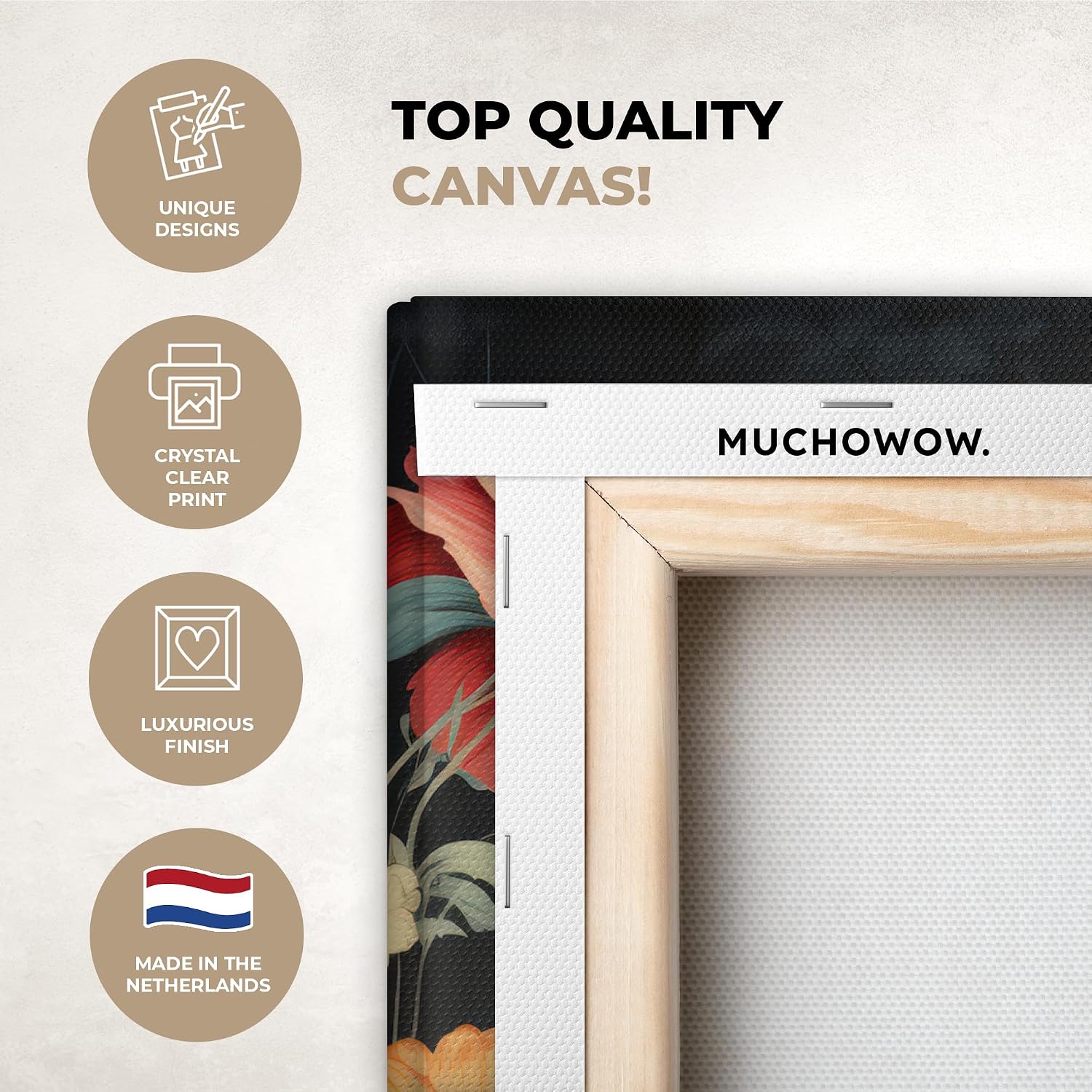 Thumbnail 1 de MuchoWow Impression sur Toile 20x30 cm – Tableau mural moderne fleurs nature noir couleurs