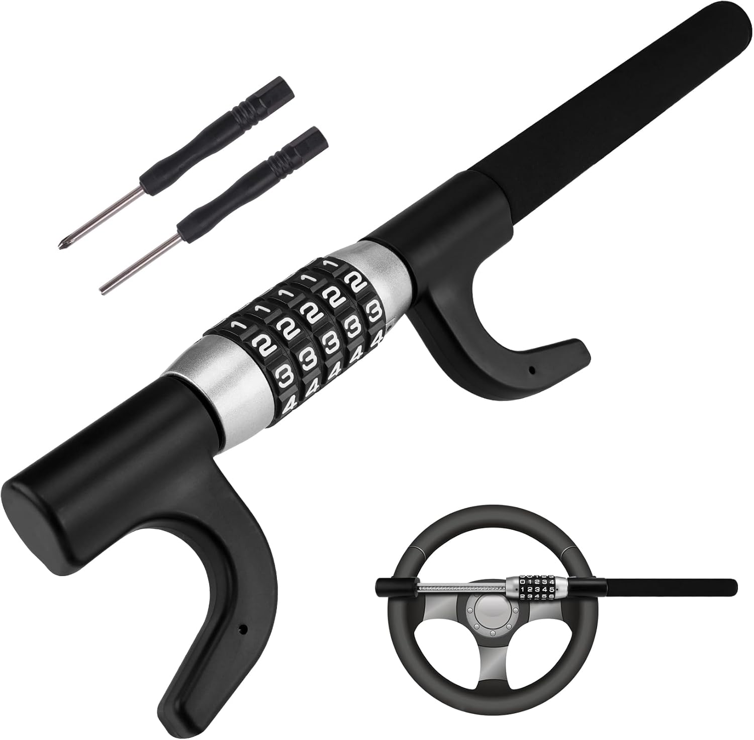 Detalle de Tevlaphee Steering Wheel Lock 5-digit keyless ๐