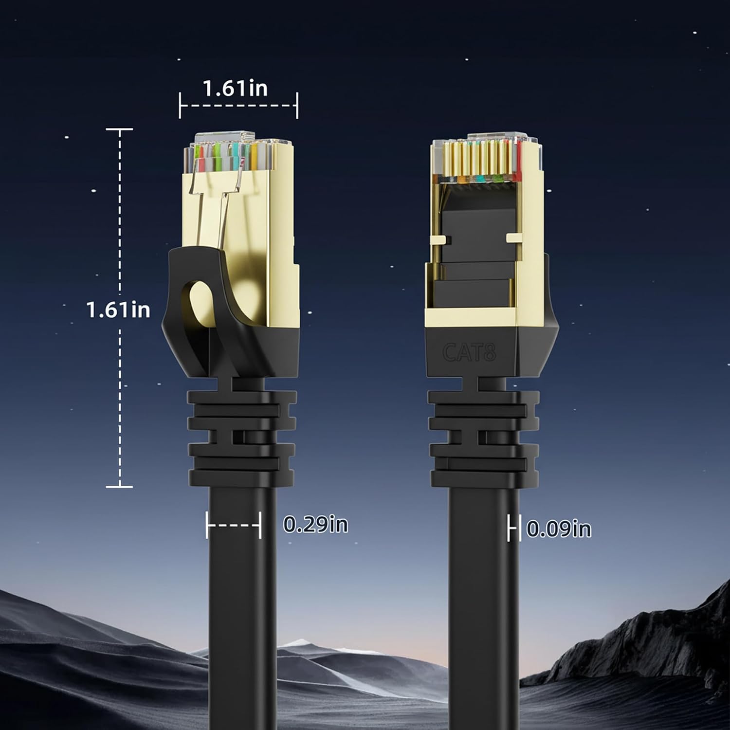 Detalle de YesTXR LAN-Kabel Cat 8, 15 m (S/FTP, RJ45) für 40 Gbps und 2000 MHz – Schwarz