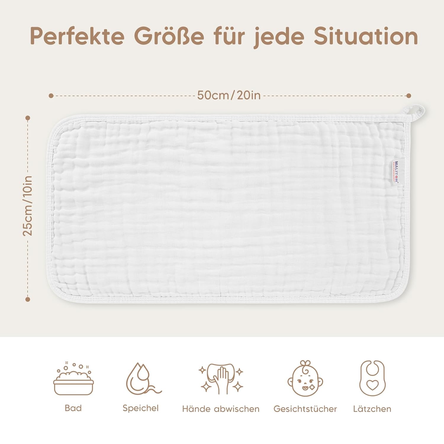 Thumbnail 6 de Maliton 6er Spucktücher aus Musselin-Baumwolle 50 x 25 cm – vielseitig & saugstark