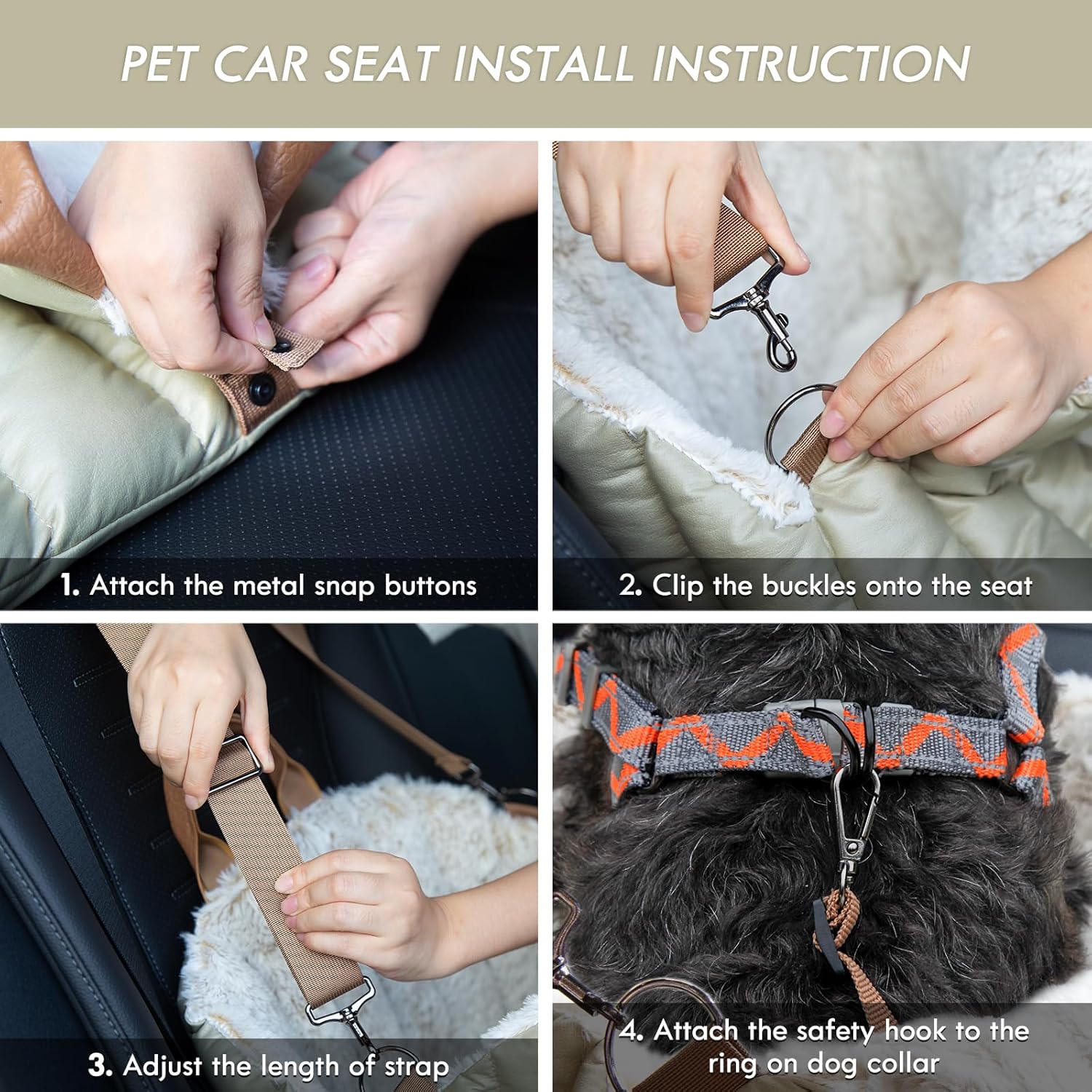 Detalle 2 de ClevaHome sac de transport pour petit chien (jusqu’à 4,5 kg) – siège auto antidérapant et panier de voyage 3-en-1