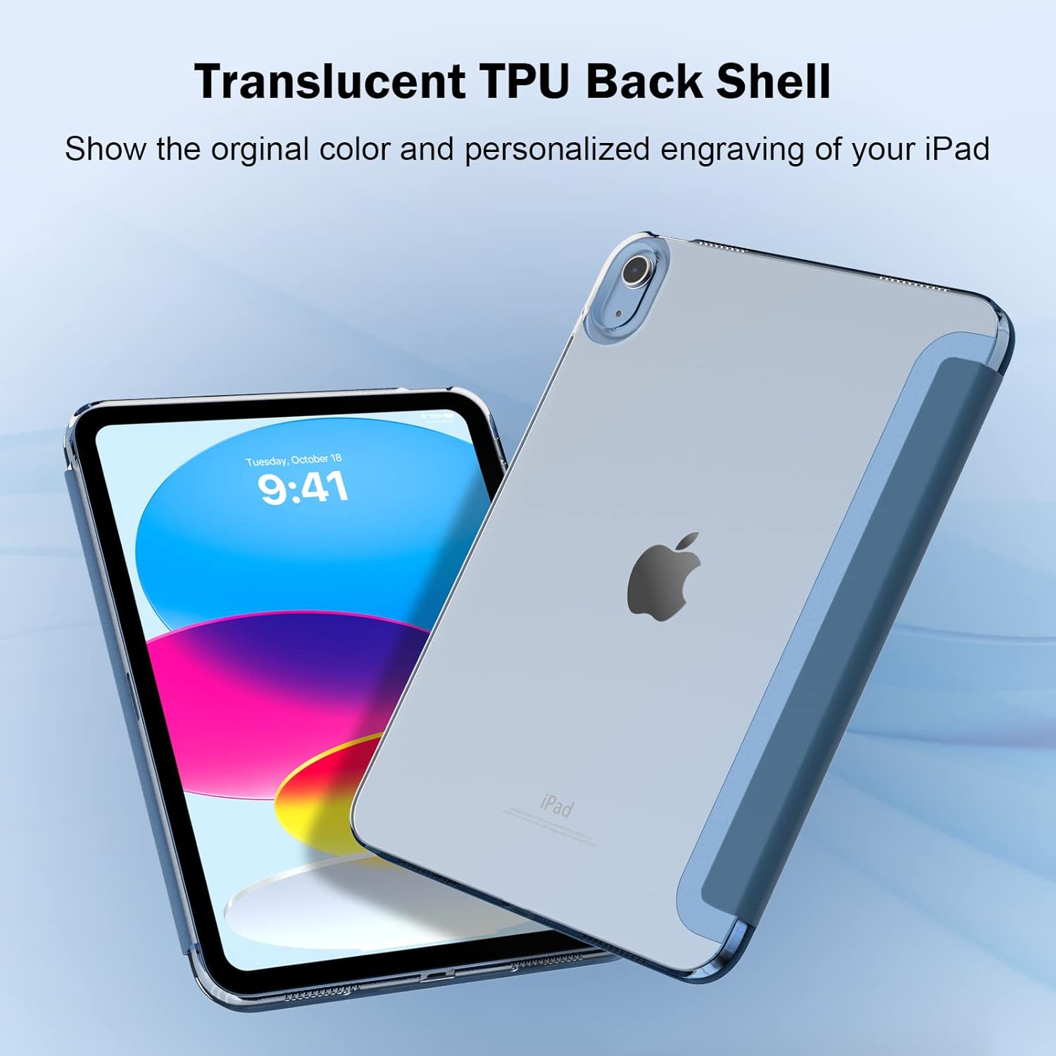 Thumbnail 3 de TiMOVO Case for iPad (A16) 11th Gen 11-inch / iPad 10th Gen 10.9-inch (2022): Slim, Translucent Back Cover in Abyss Blue