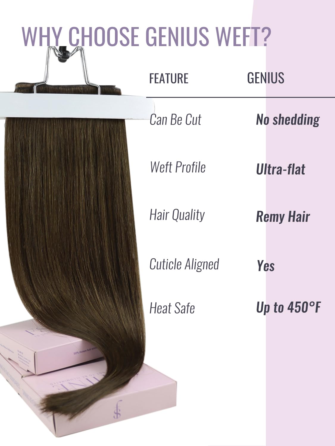 Detalle 2 de Fshine Human Hair Genius Weft Chocolate Brown 16 Inch (50g) Real Human Hair Extensions