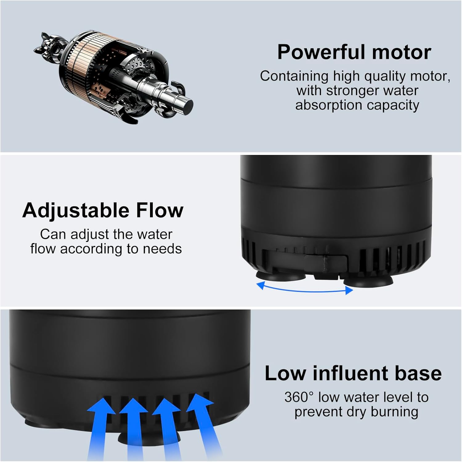 Detalle de 45W 3000L/H Submersible Water Pump – Ultra Quiet Aquarium Pump for Fish Tank, Pond and Hydroponics