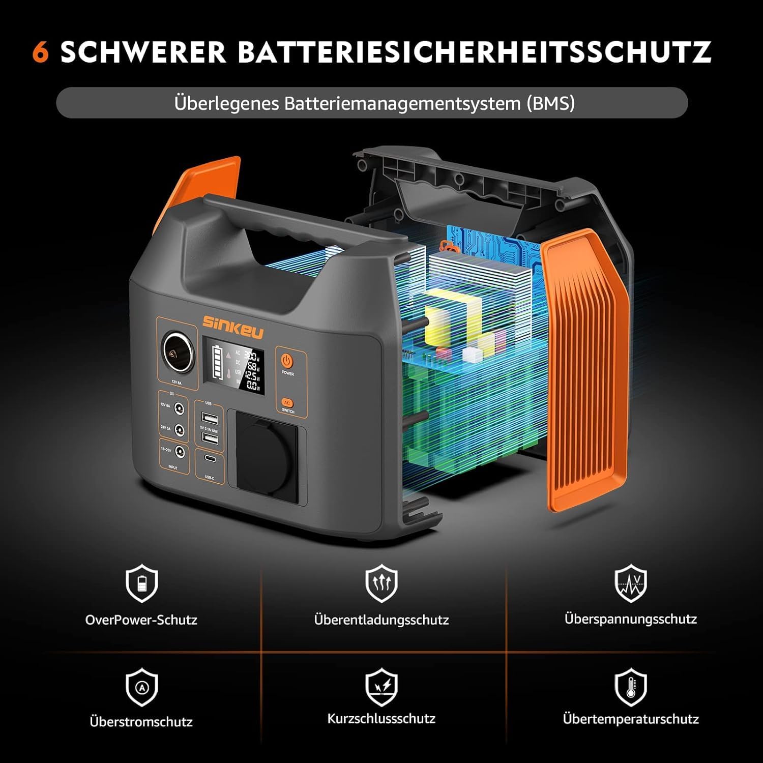 Detalle 2 de SinKeu Tragbare Powerstation mit 60 W Falpanel und 296 Wh Solargenerator – kompakt, zuverlässig und ideal für Outdoor