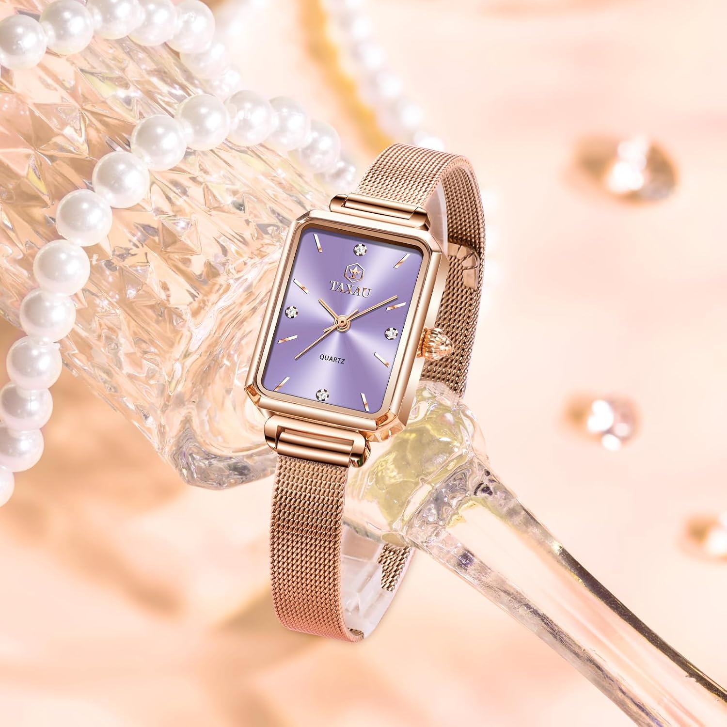 Thumbnail 6 de Taxau Damenuhr – elegante Edelstahlquarz mit Diamant-Zifferblatt und 30 m Wasserdicht