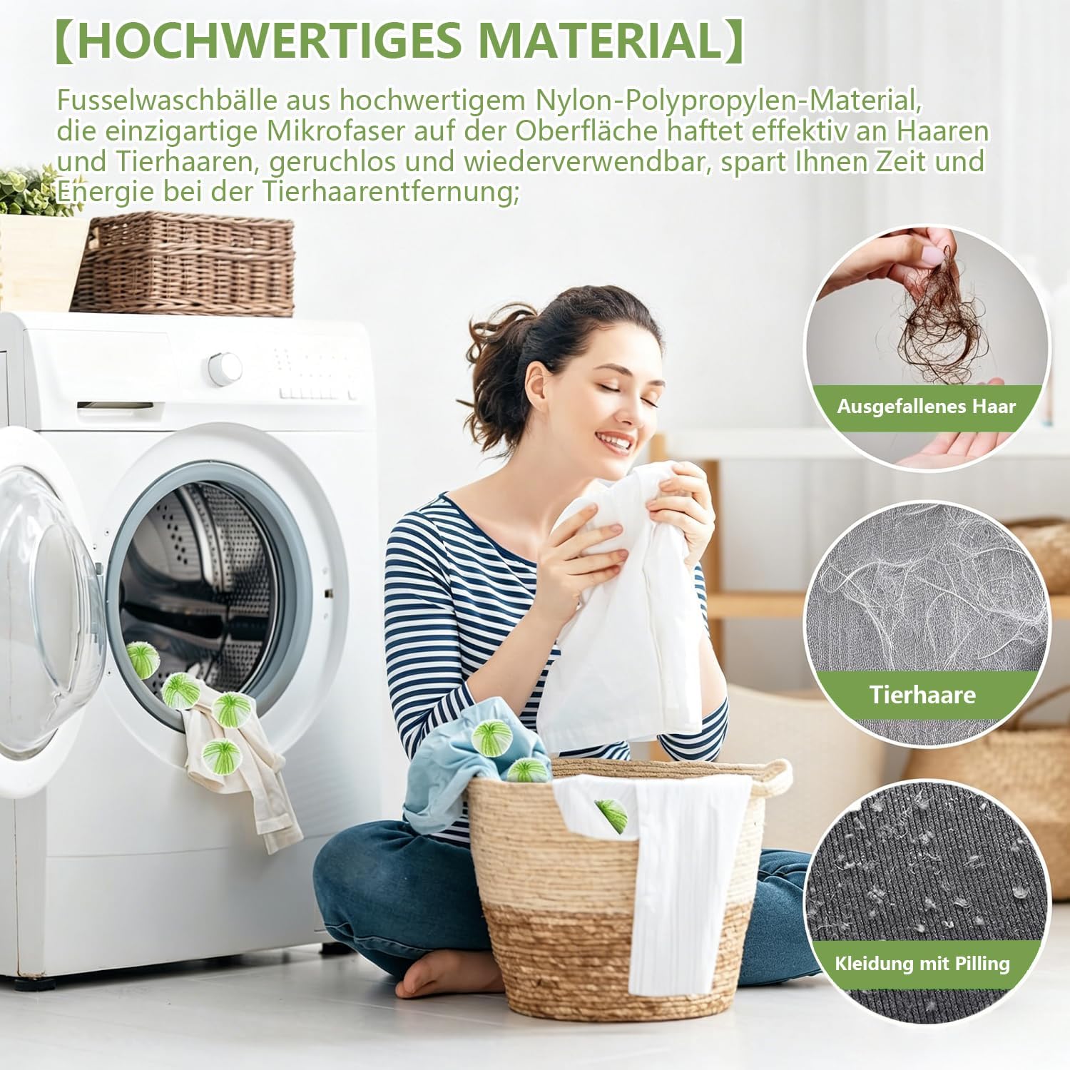 Thumbnail 1 de HOKYYCC Tierhaarentferner Waschmaschine – 12 wiederverwendbare Fusselbälle gegen Katzenhaare