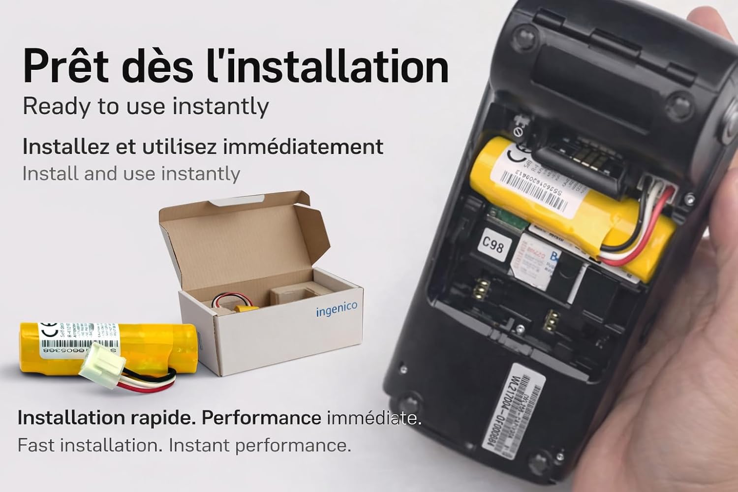 Thumbnail 3 de Batterie Ventalia pour terminaux Ingenico (Move 3500/Move 5000/IWL220–IWL252) – Li‑ion 3,6 V 2,25 Ah