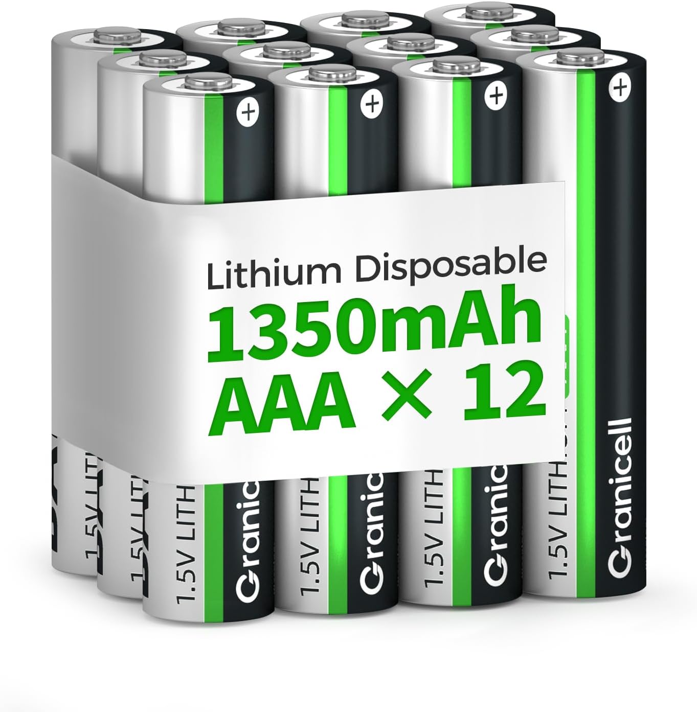 Granicell AAA 1350 mAh Lithiumbatterien 12er-Pack