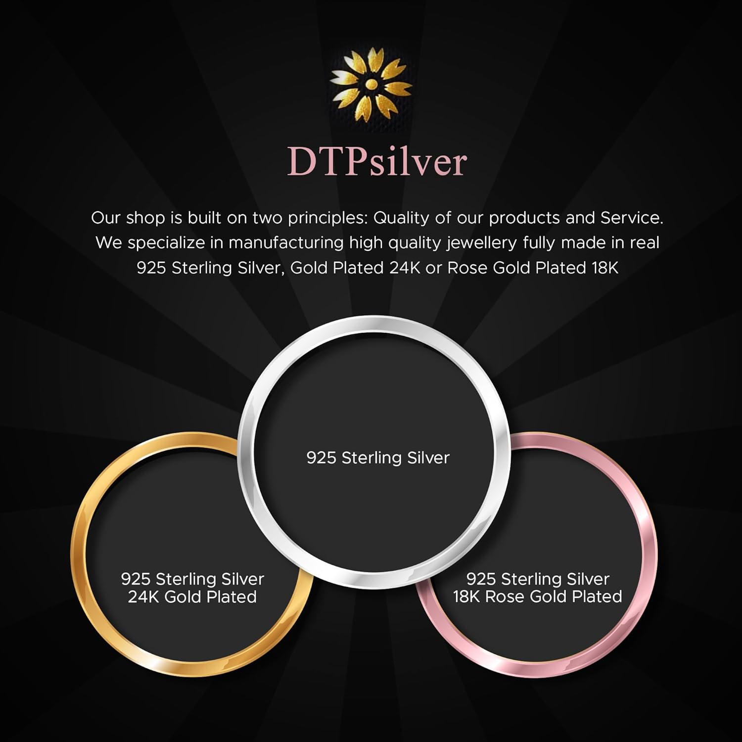 Detalle de DTPsilver Damen Haken Ohrringe 925 Sterling Silber Rosévergoldet mit Swarovski Elements, 6 mm Ø