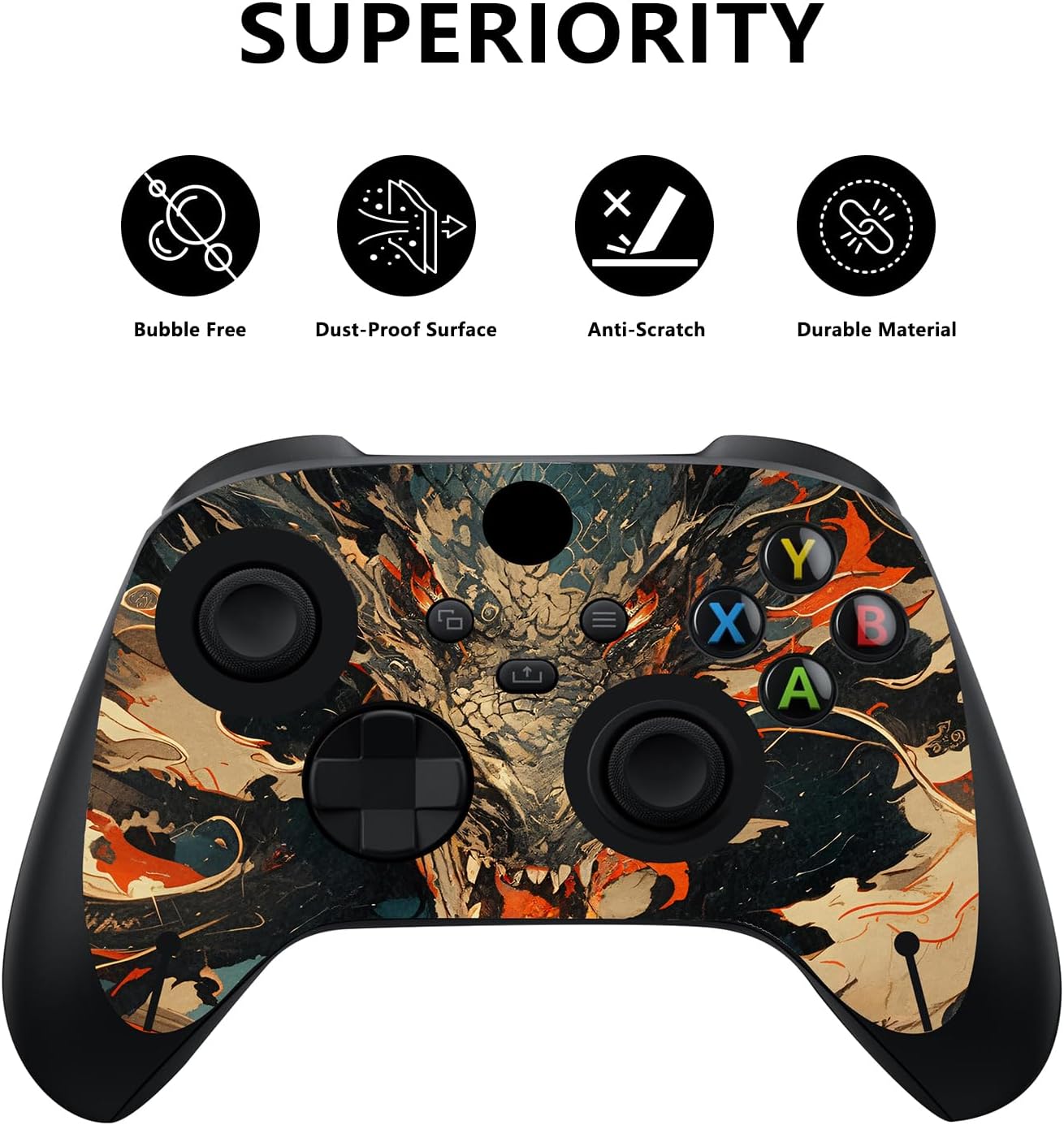 Detalle 2 de PlayVital Dragon's Fury Vinyl Skins for Xbox Series X: Protective, Customisable Wraps for Console and Controller