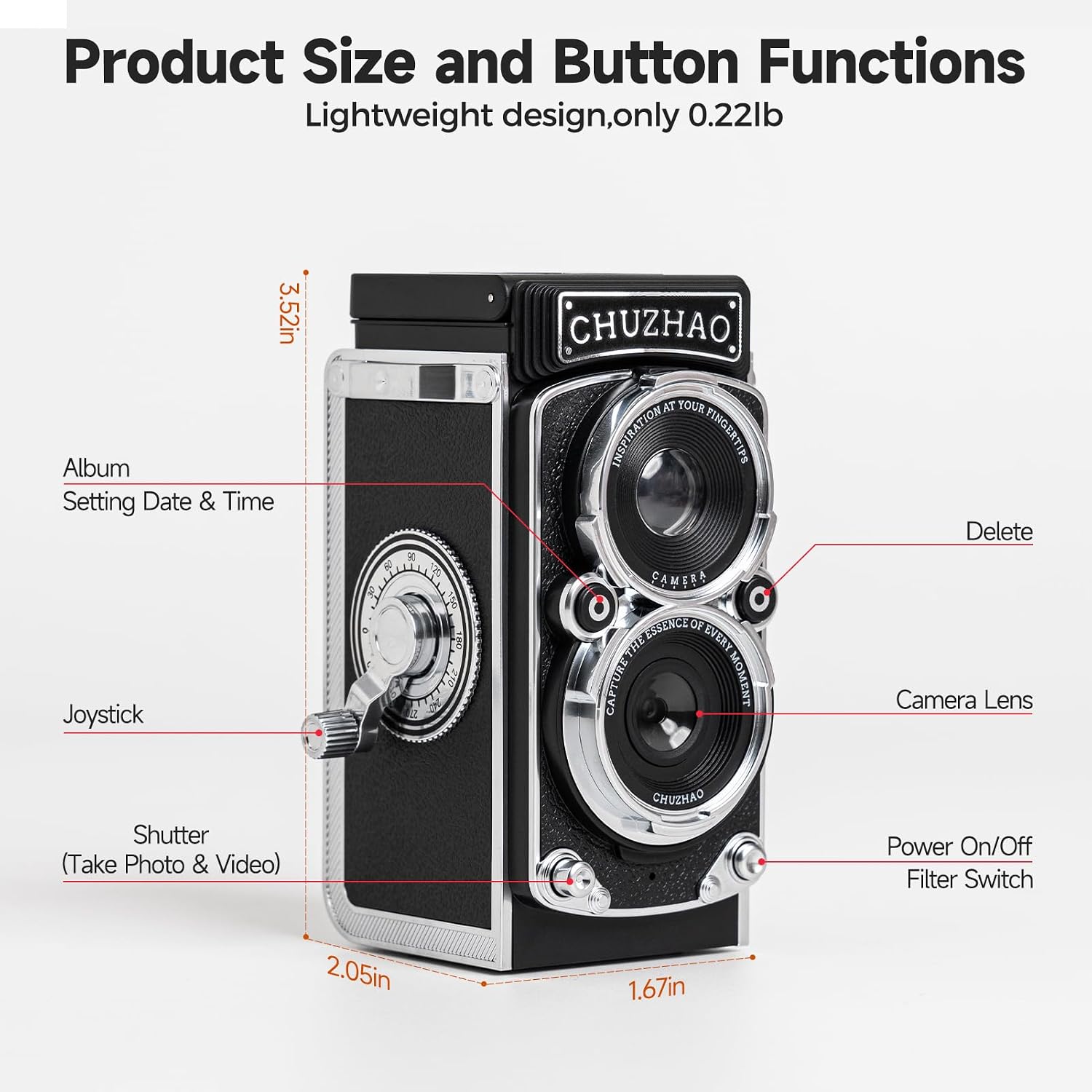 Thumbnail 4 de CHUZHAO Retro Digital Camera with Time Stamp: A small, nostalgic vlogging companion for beginners