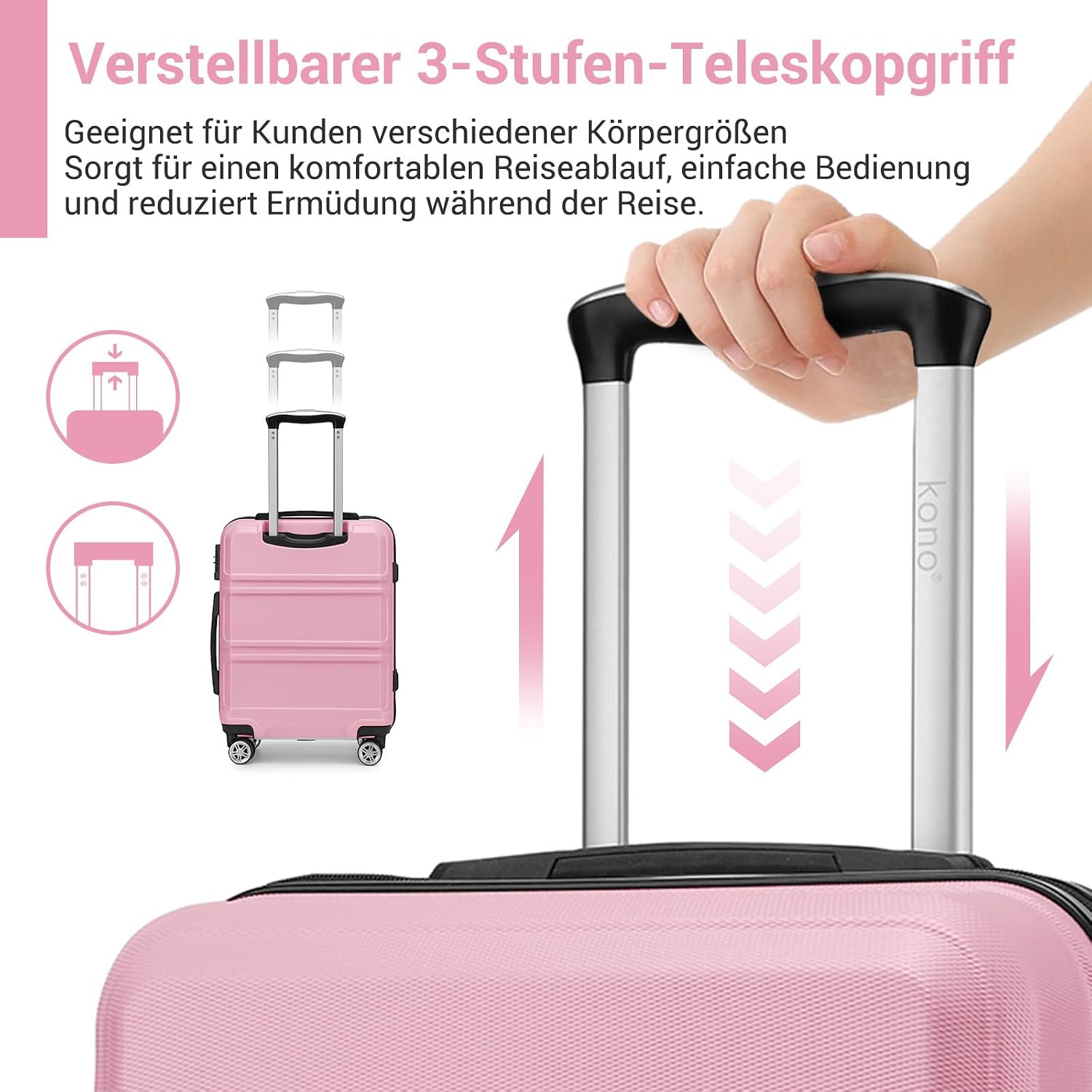 Thumbnail 6 de Kono Koffer Trolley Reisekoffer aus ABS+PC – leichter Hartschalenkoffer mit 4 Zwillingsrollen und TSA-Schloss