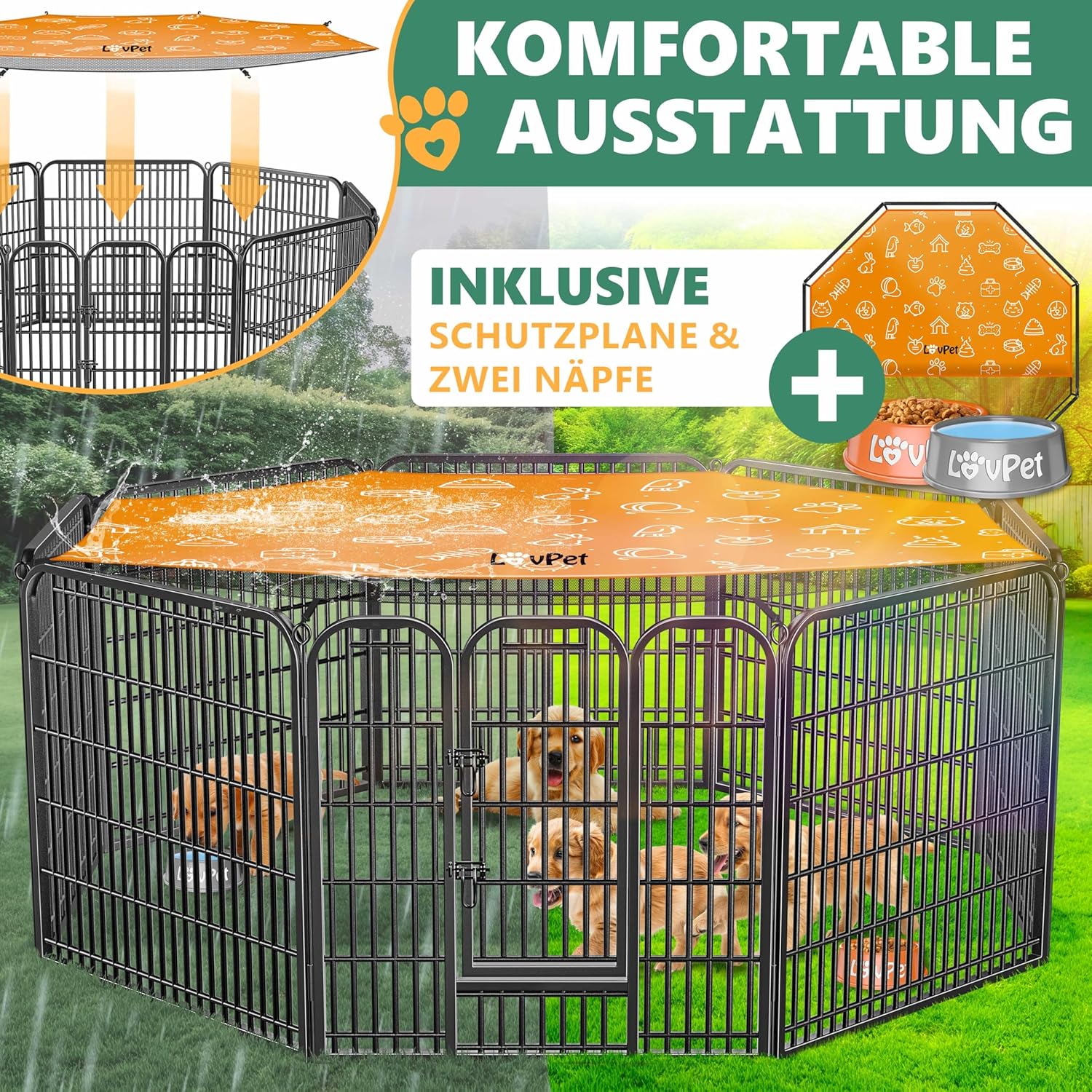 Thumbnail 2 de LovPet Welpenlaufstall Hundelaufstall XXL 8x80x80 cm