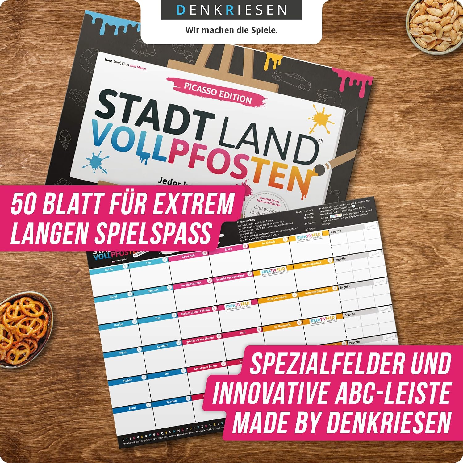 Detalle de DENKRIESEN Stadt Land VOLLPFOSTEN® Picasso Edition (Erweiterung) – Stadt Land Fluss zum Malen ab 8 Jahren