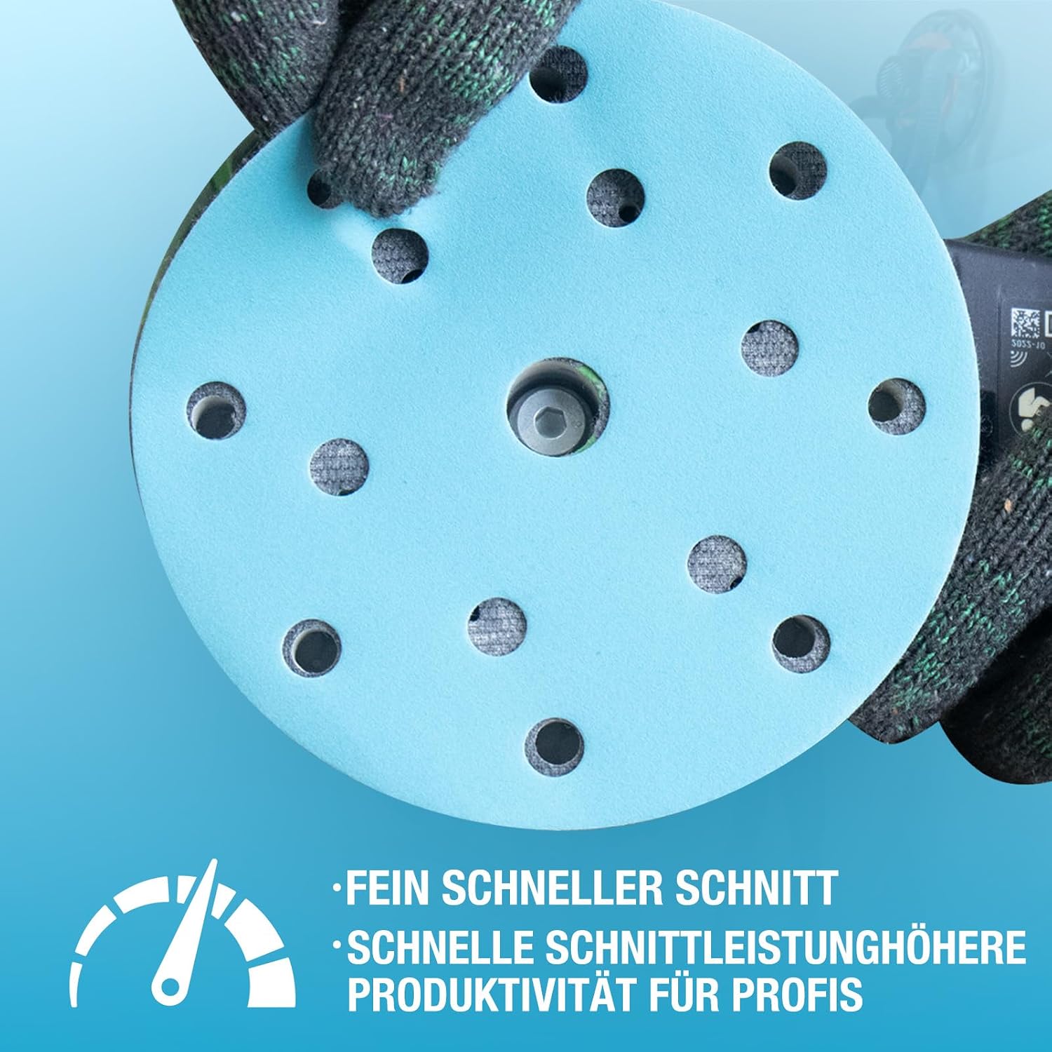 Thumbnail 1 de Schleifpapier 150 mm Klettverschluss Blau – 15 Loch, Keramik, Körnung 400, 50 Stück