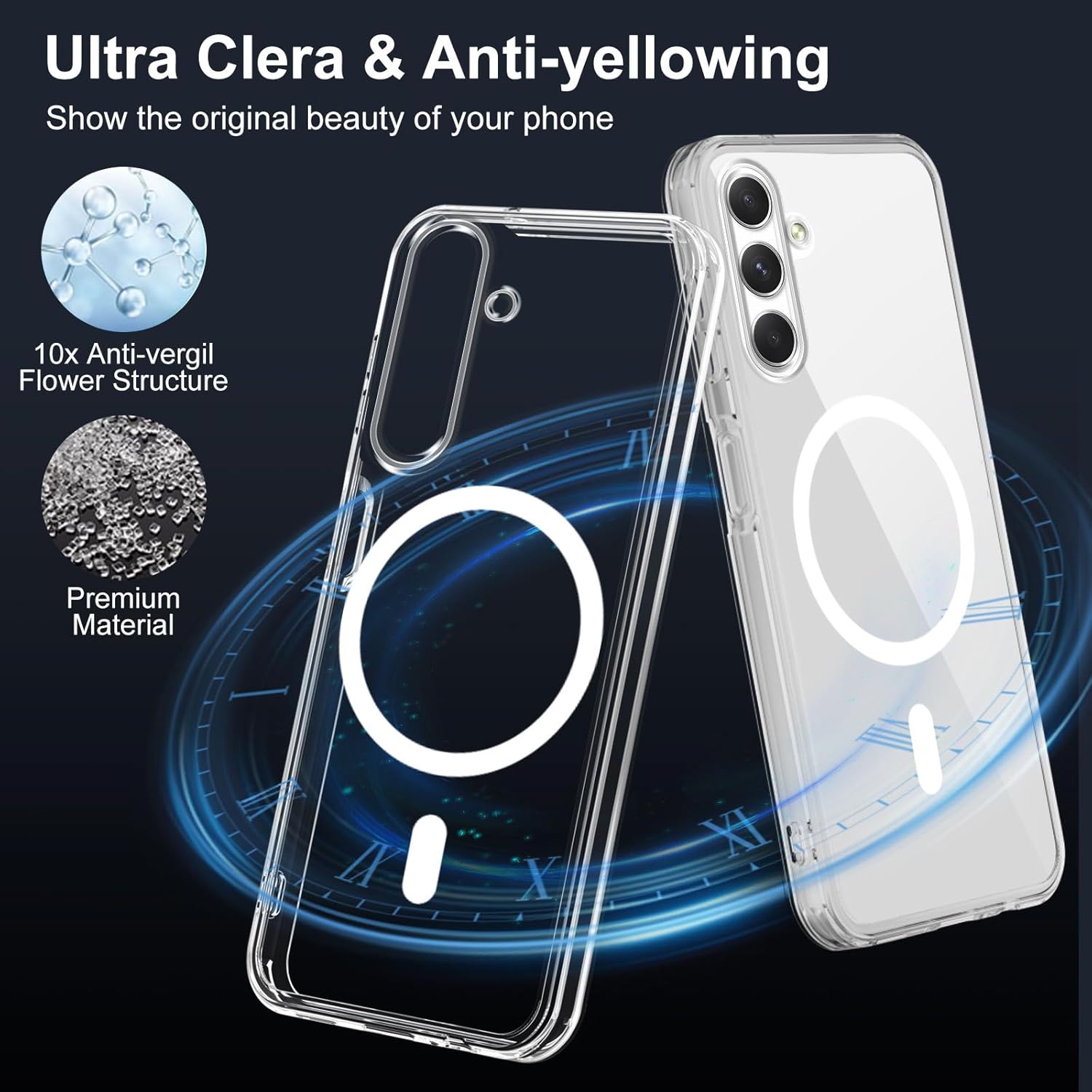 Thumbnail 4 de XTCASE Coque magnétique transparente pour Samsung Galaxy S25 FE 5G — Anti-jaunissement, TPU/PC avec MagSafe