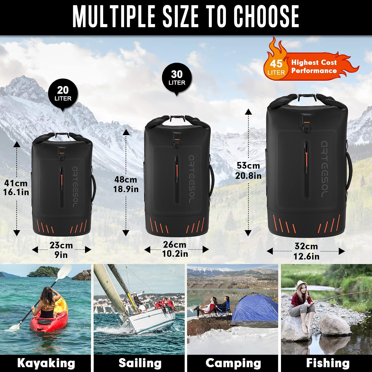 Detalle 2 de Waterproof Dry Bag 45L for kayaking