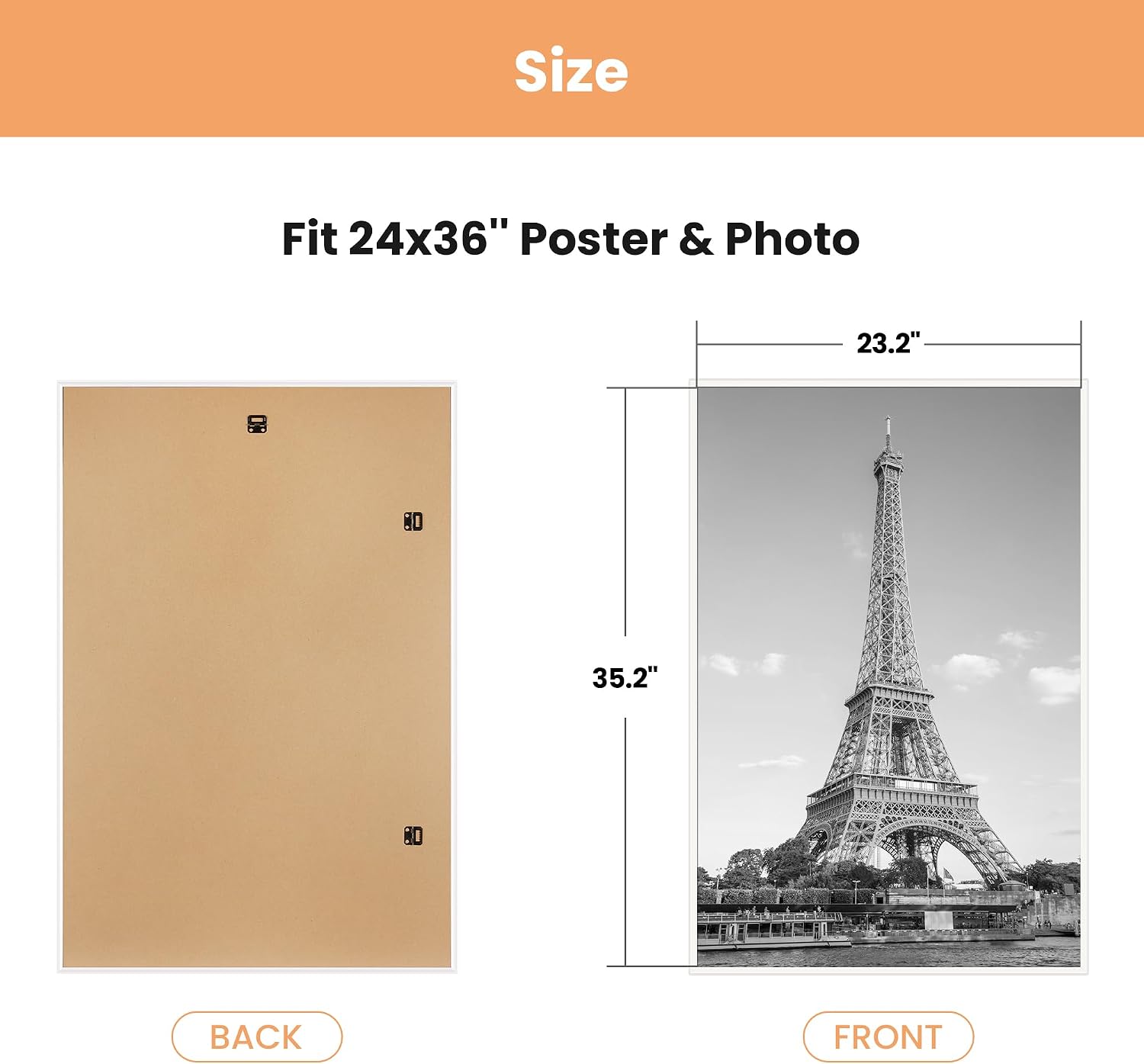 Detalle 2 de upsimples 24x36 Poster Frames, 3-Pack, White Plastic, Slide-In Assembly