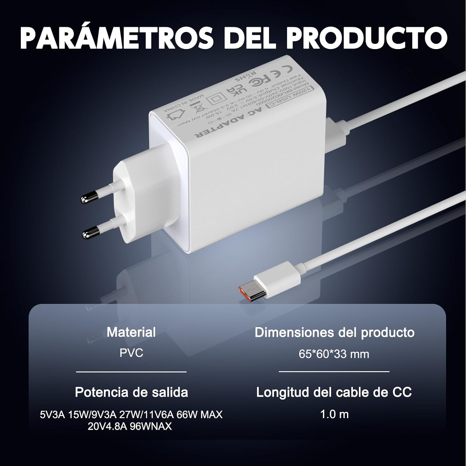 Detalle 2 de Cargador USB C 120W compatible Xiaomi