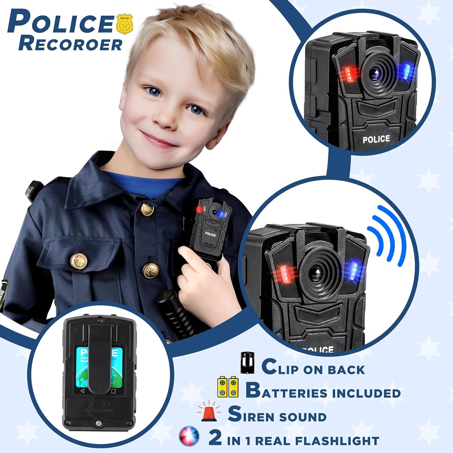 Detalle de Tepsmigo Police Costume for Kids, Medium 5–7, with Light-Up Accessories