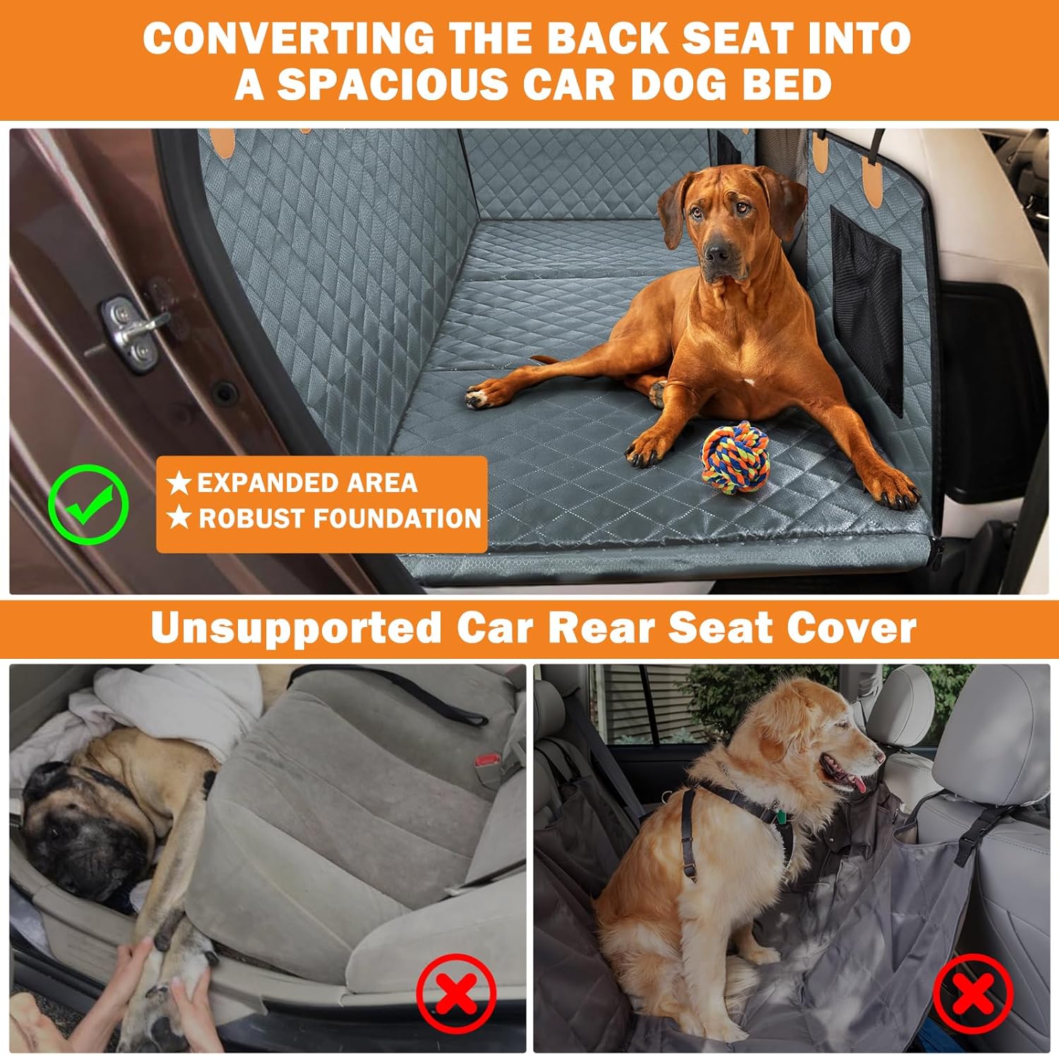 Thumbnail 3 de JOEJOY Back Seat Extender for Dogs – Waterproof, Foldable Car Seat Cover with Hard Bottom