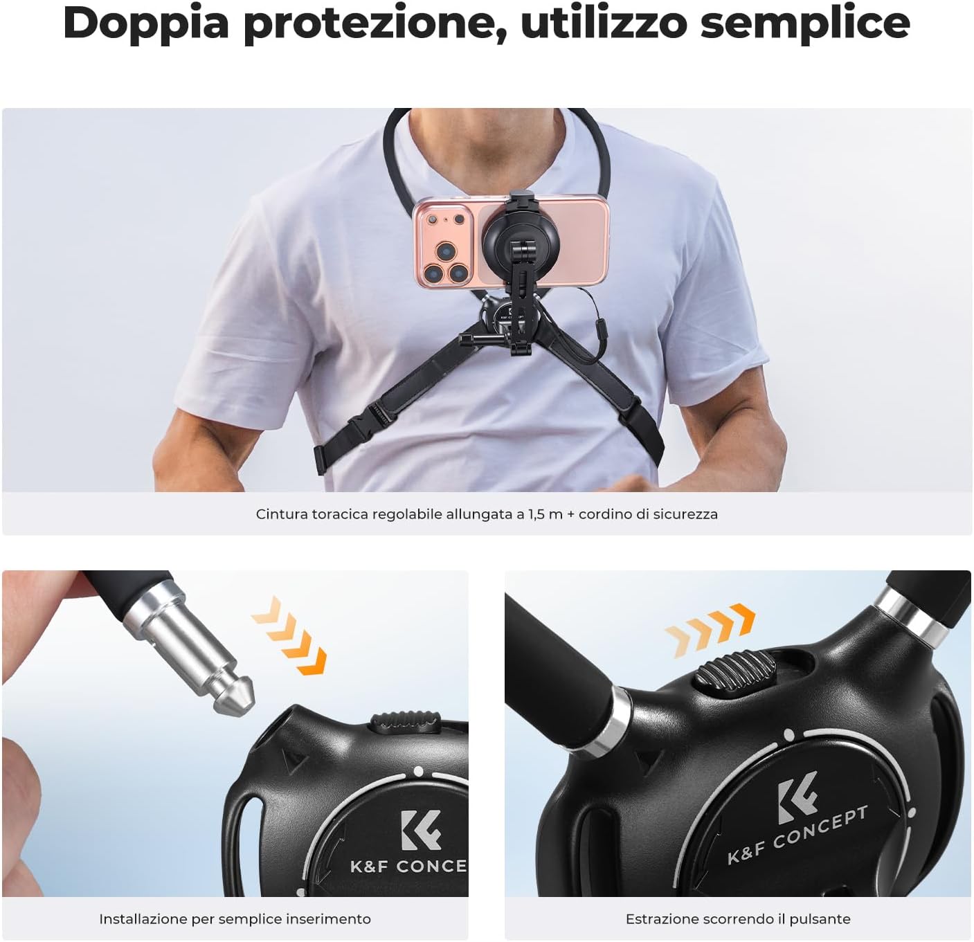 Thumbnail 6 de K&F CONCEPT Porta Telefono Collo 2 in 1 Magnetico+Clip: supporto POV per smartphone