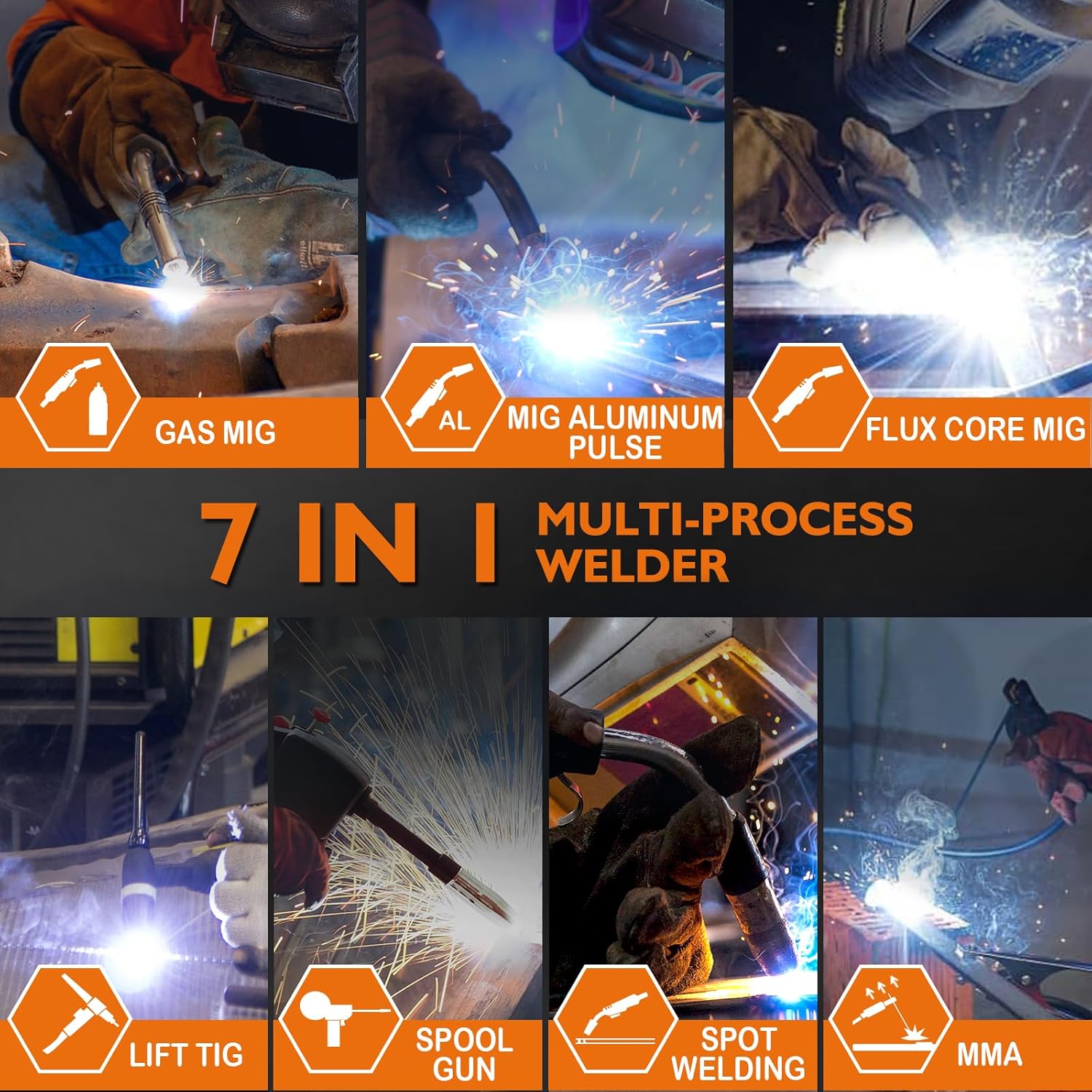 Thumbnail 1 de 250A Aluminum Pulsed MIG Welder 7-in-1 Multiprocess ⚙