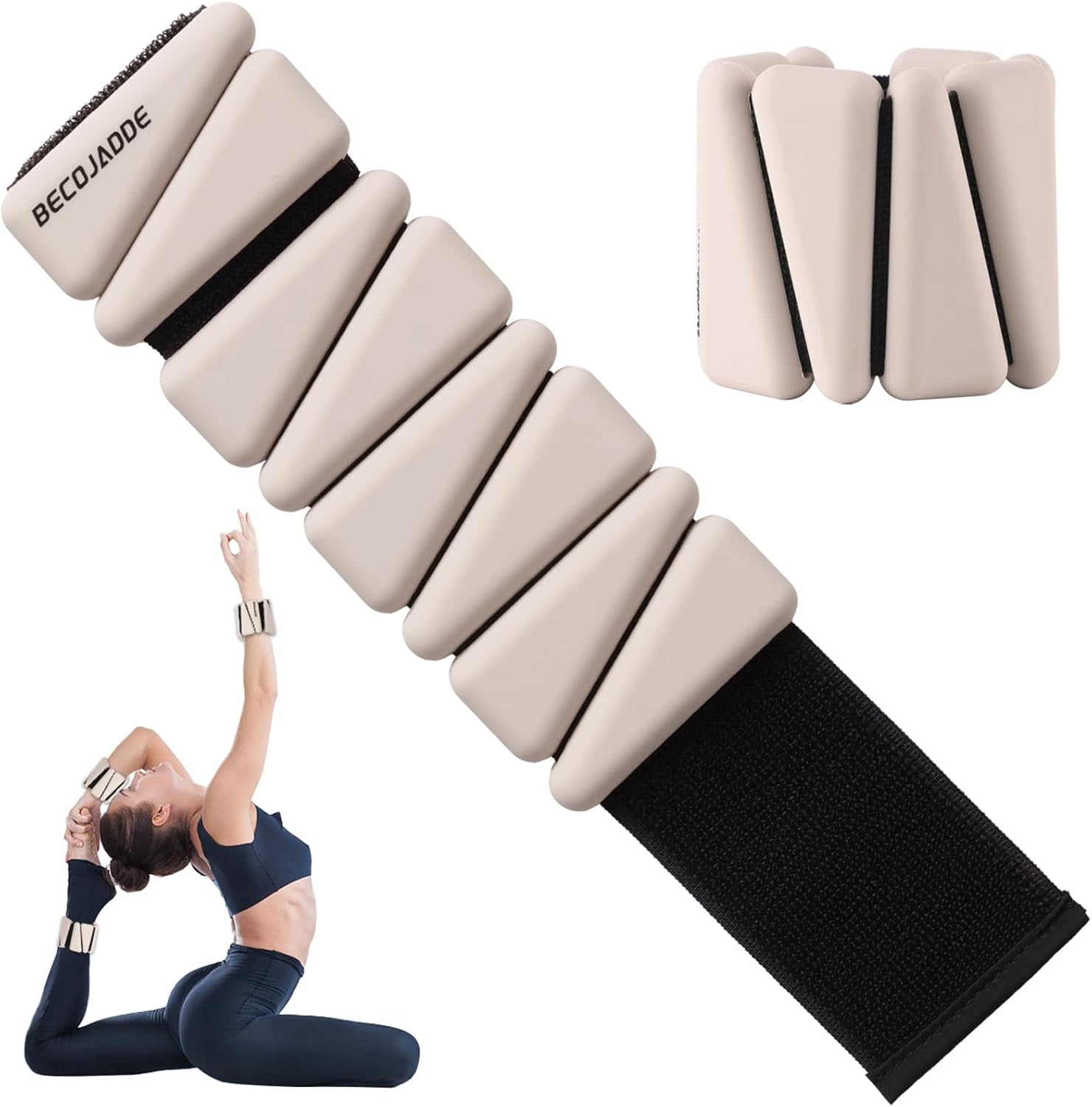 Detalle de BECOJADDE Ankle Weights Set of 2 – Adjustable 1/2/3 lb per weight for versatile workouts
