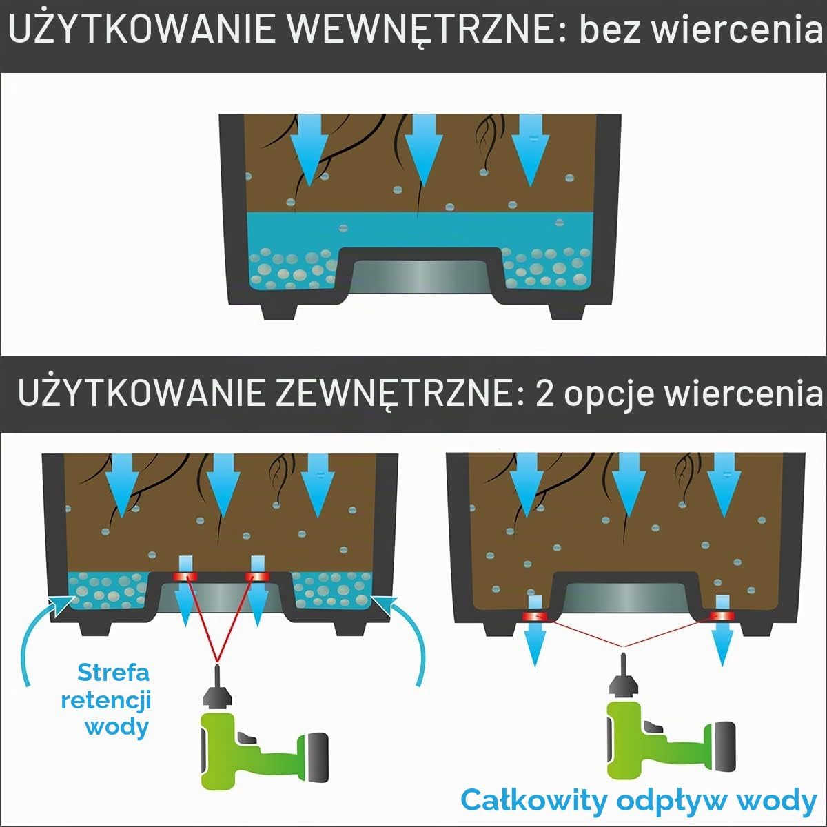 Detalle de EDA Pot Carré Volcania – kwadratowa donica 57 l z tworzywa