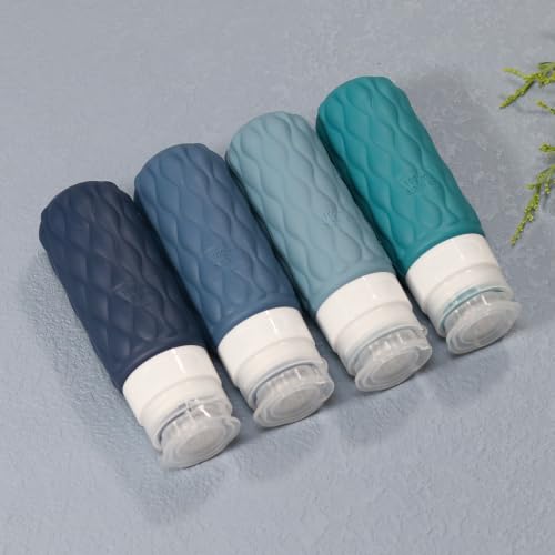Detalle de Lericttor 100ml Silicone Travel Bottles for Toiletries – 4 Pack with Clear Zipper Bag and Labels