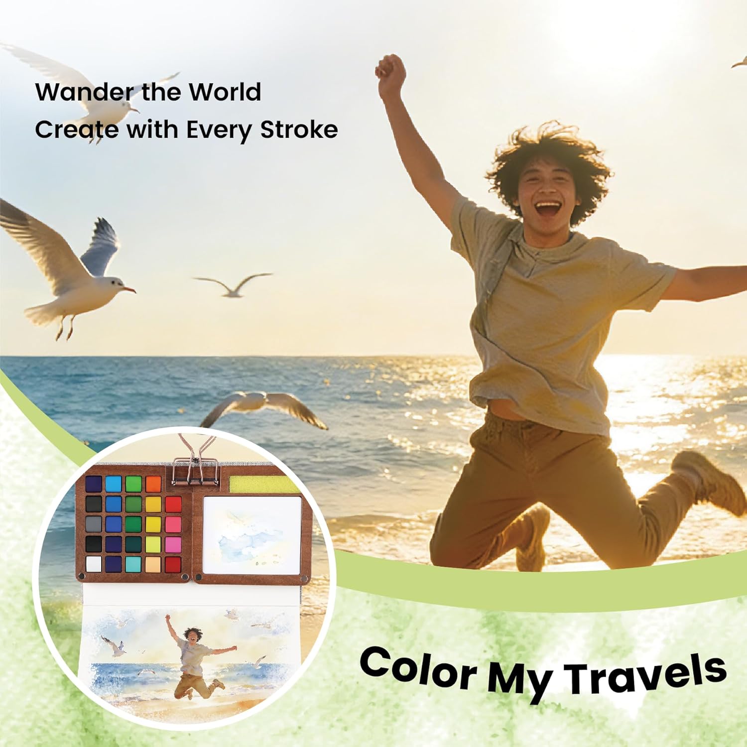 Thumbnail 6 de Pagather 24 Colors Mini Watercolor Travel Set: Portable All-in-One Kit for Creatives