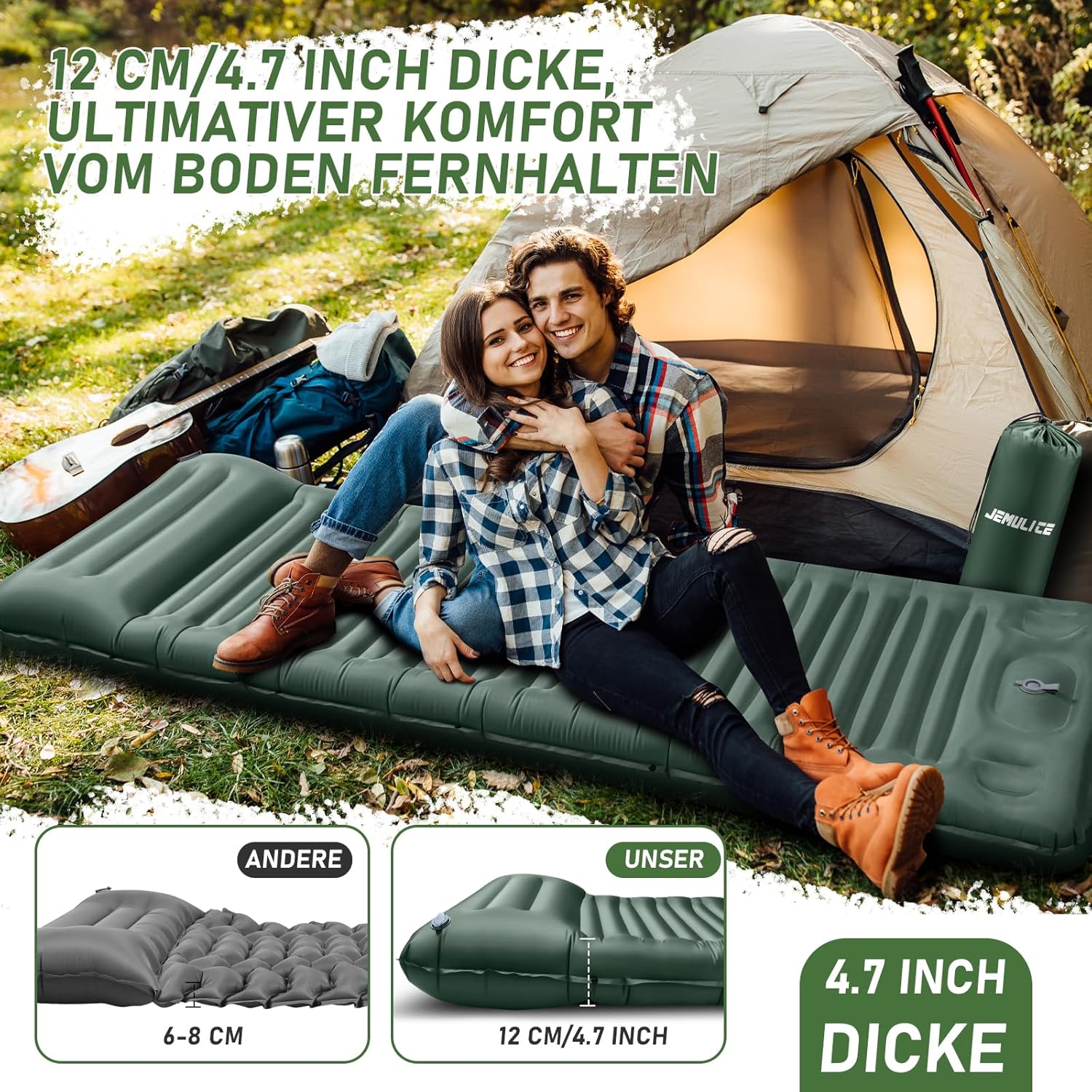 Thumbnail 6 de JEMULICE Isomatte Camping 12 cm ultradick