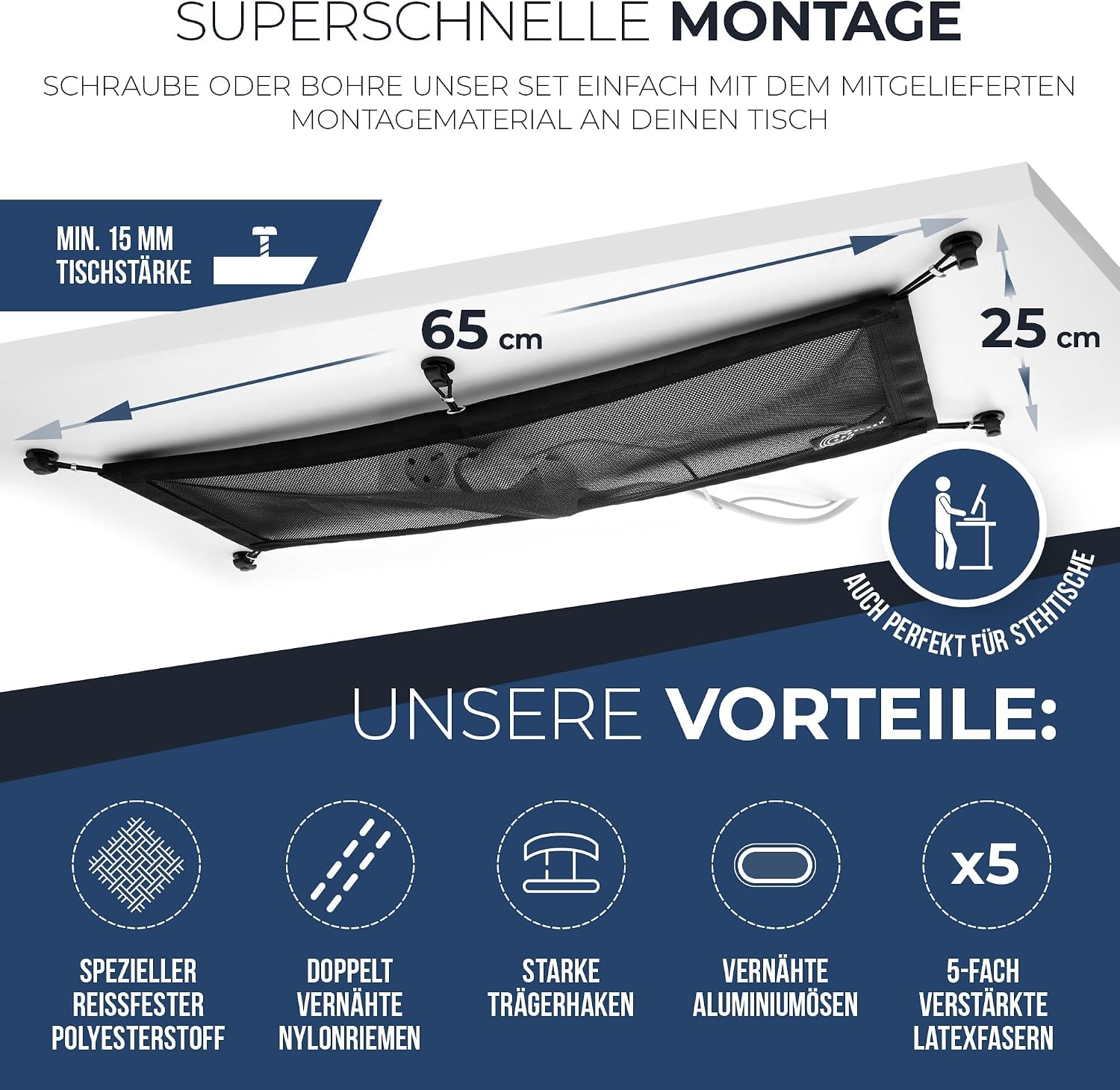 Detalle de Kabelnetz Schreibtisch für Kabelmanagement – flexibles Kabelkanal-Set zur Organisation