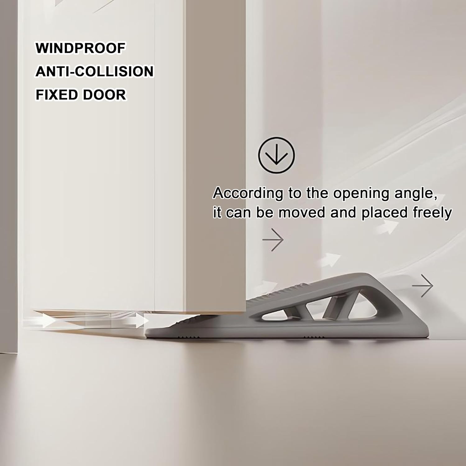 Detalle de XCZYN Door Stopper (4 pcs) for the Bottom of a Door with Holder – TPR Rubber Wedge in Grey