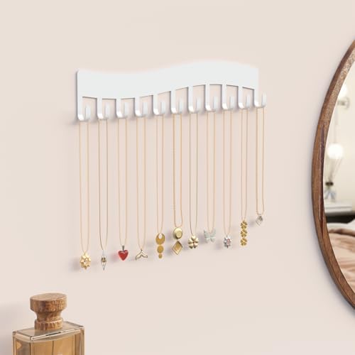 Detalle 2 de Josmimic: Organizador de joyas de pared (2 uds) – Soporte para collares, pulseras y pendientes en blanco