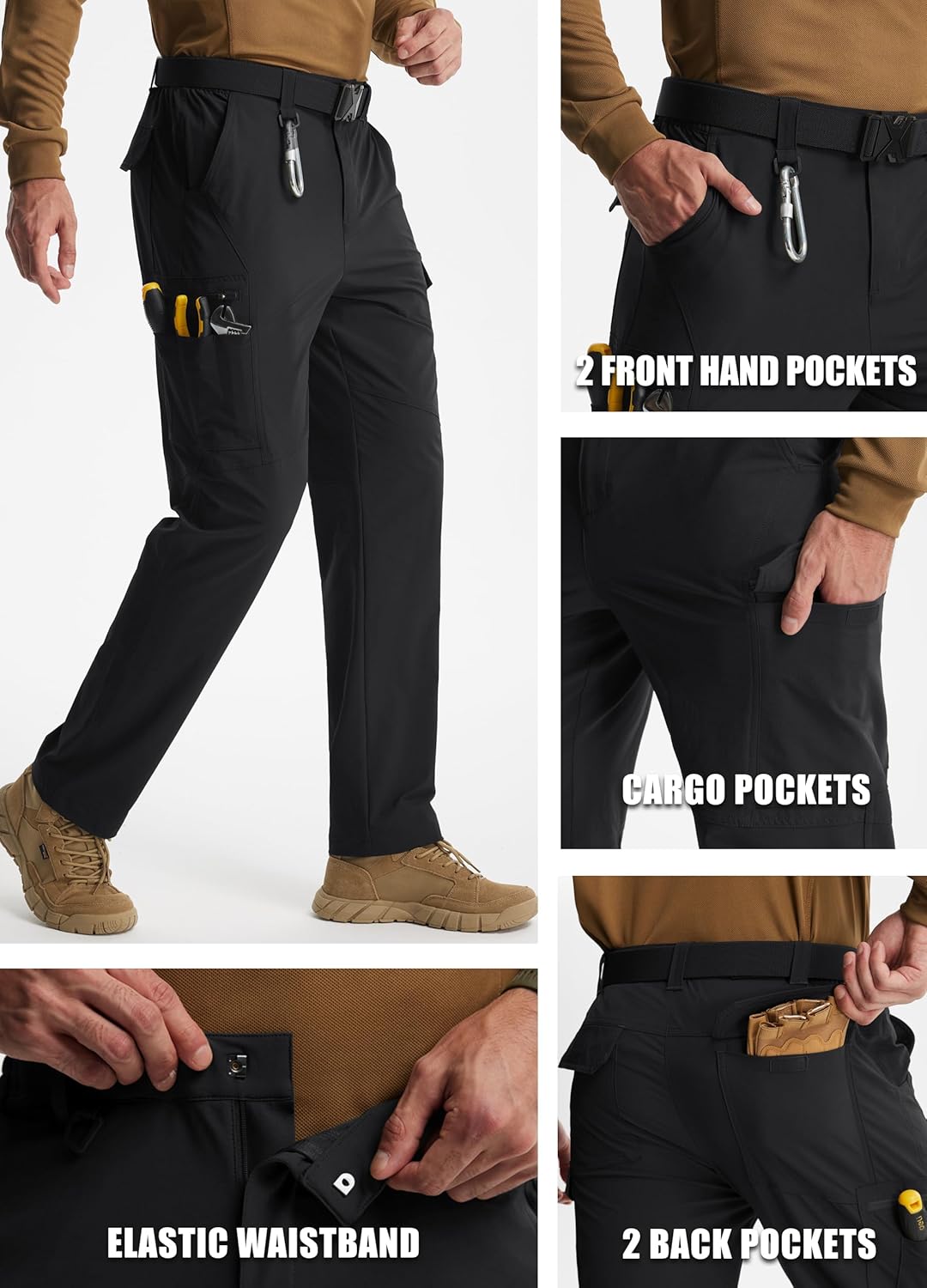 Thumbnail 5 de Libin Men's Work Pants: Water-Resistant Hiking Cargo Pants with 9 Pockets