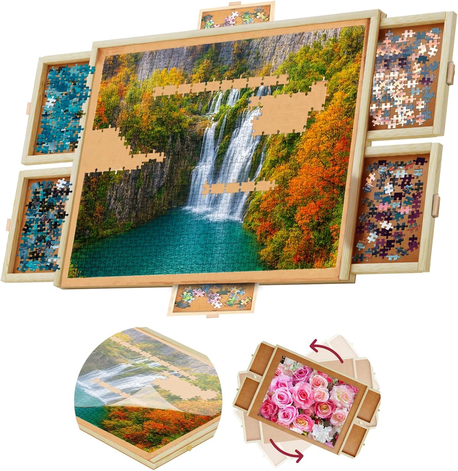 1500 Piece Wooden Jigsaw Puzzle Board 35×28" 🧩