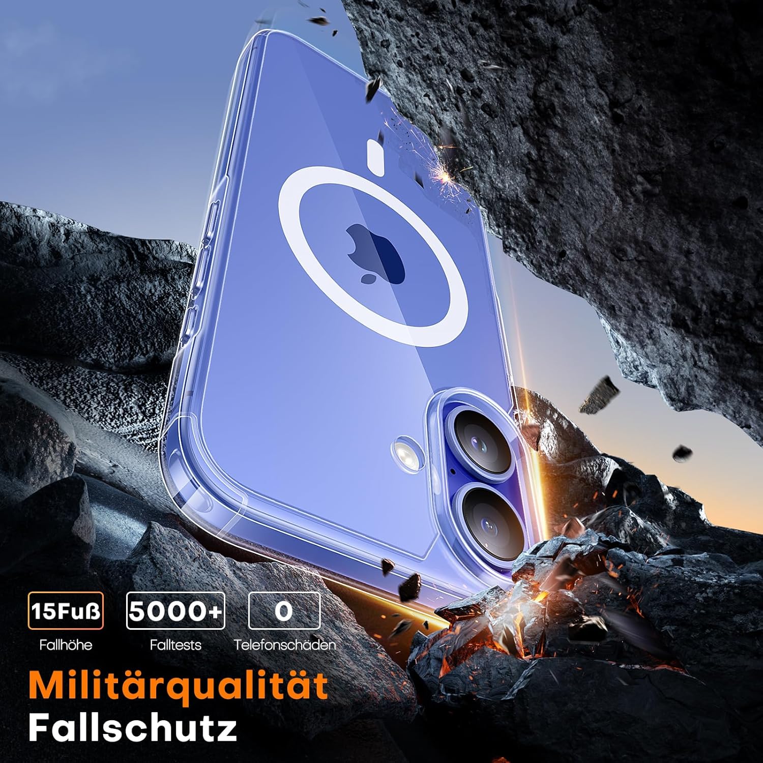 Thumbnail 5 de TAURI Hülle für iPhone 16 (6,1") mit Panzer Schutz Glasfolie – MagSafe kompatibel, stoßfest & transparent