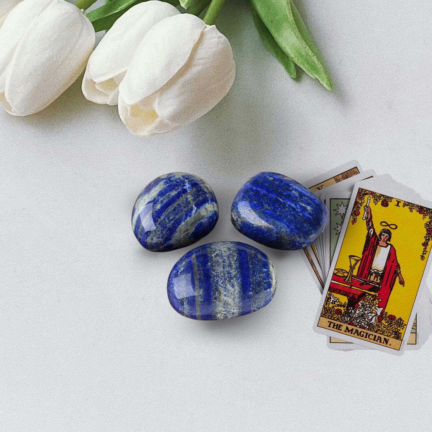 Detalle de QINJIEJIE 2pcs Lapis Lazuli Crystal Healing Crystals – 1.8–2" Natural Gemstones for Meditation & Stress Relief