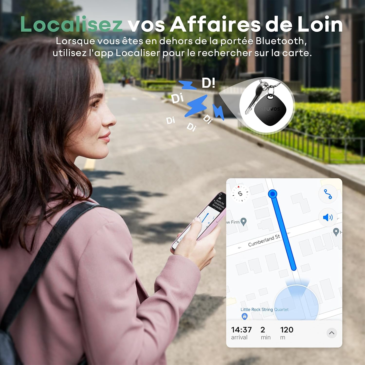 Detalle 2 de ATUVOS Air Tag Traceur Lot de 4 Noir