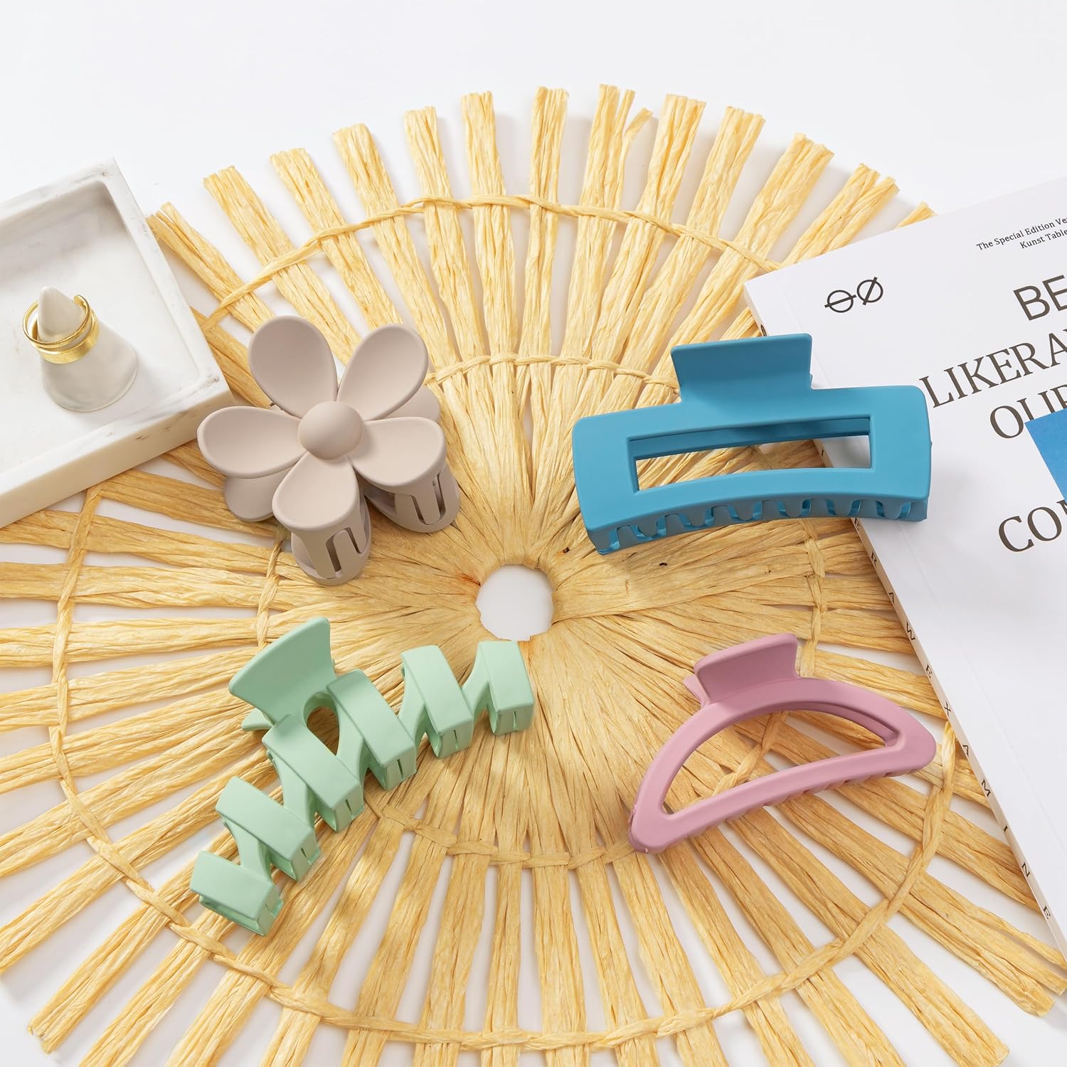 Detalle 2 de HBselect 8er-Set Haarklammern mit Greifclips (Blume/ Kralle) – rutschfeste Haarspangen für dickes Haar