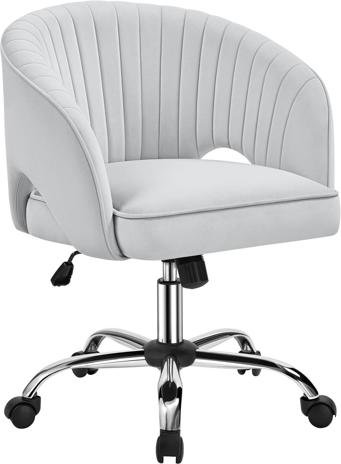 Detalle de Yaheetech poltroncina ergonomica da ufficio in velluto, altezza regolabile e girevole a 360° (grigio chiaro)