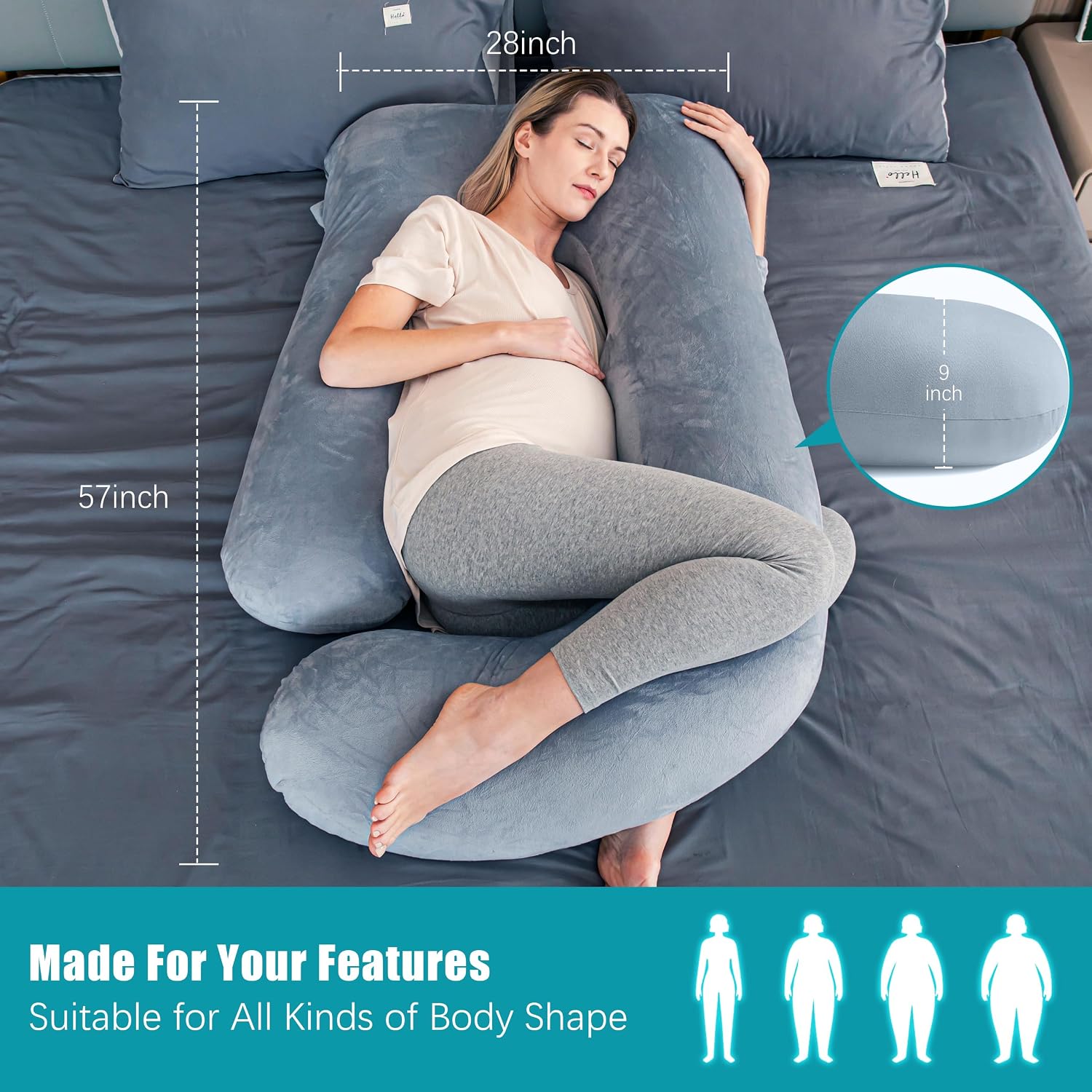 Detalle de Cute Castle U-Shaped Maternity Pillow, 57-Inch