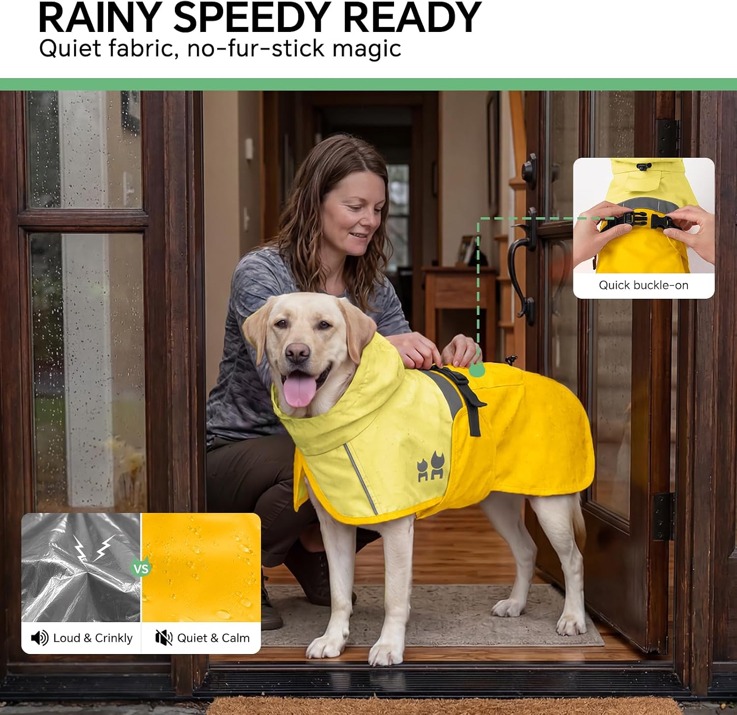 Thumbnail 1 de Luciphia YY-LUCAP2601-YL-35 Dog Raincoat, Yellow Medium, Hooded & Reflective