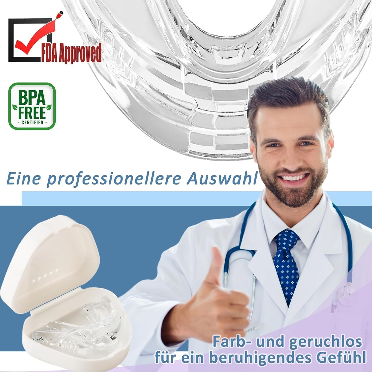 Detalle de AIOUTGOGO Anti Snoring Devices (2 Pack) soft anti-snoring mouthpieces for men & women
