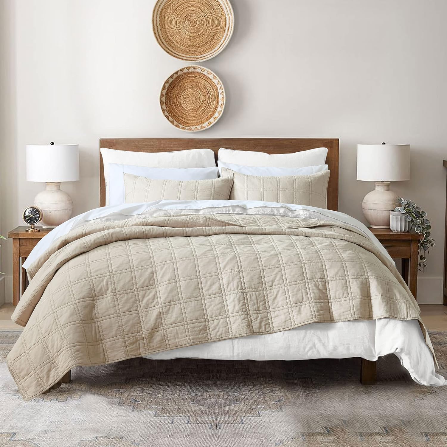 Detalle de 100% Cotton Quilt Twin 2-Piece Set, Beige