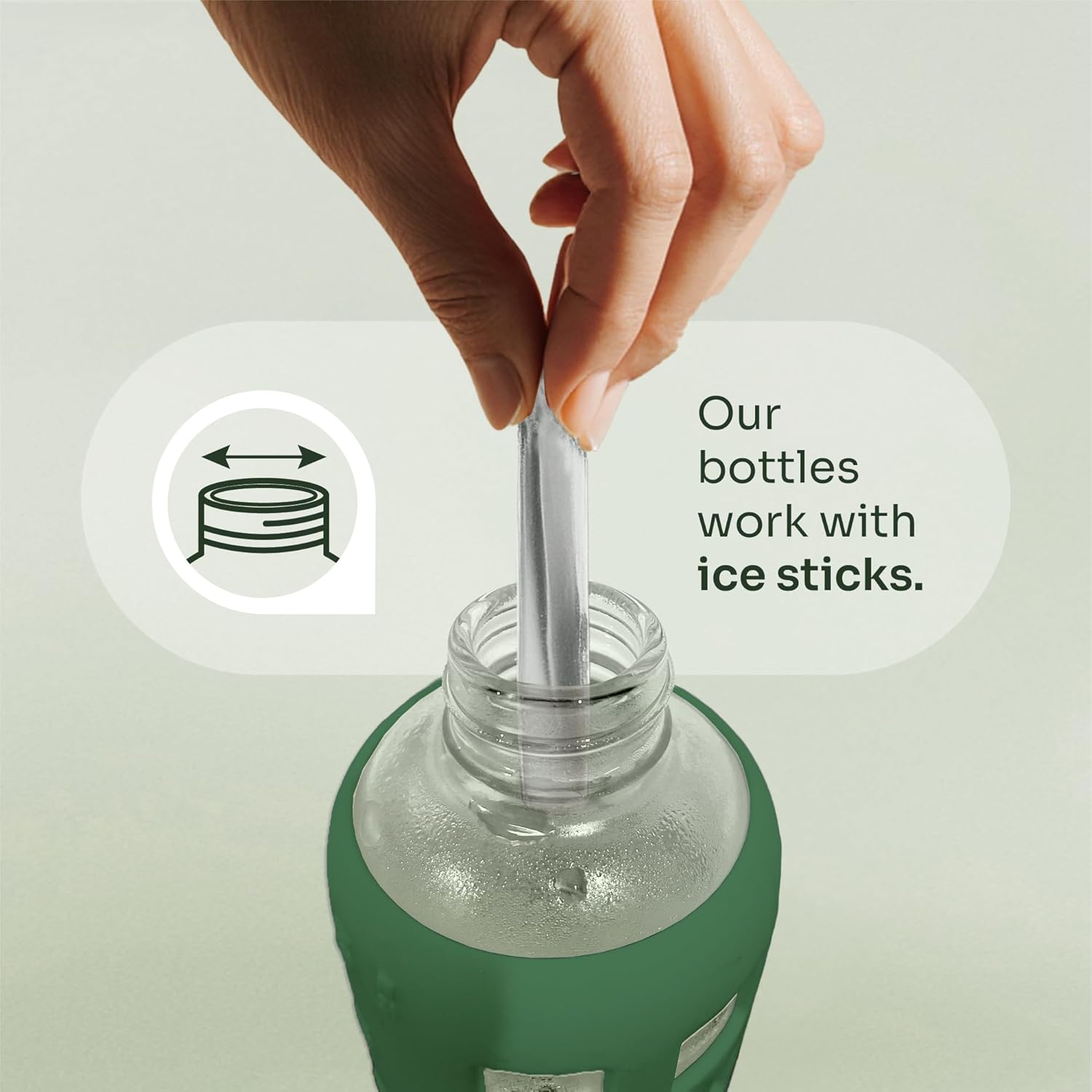 Thumbnail 4 de purifyou 32oz Shale Green Borosilicate Glass Water Bottle with Time & Volume Markers